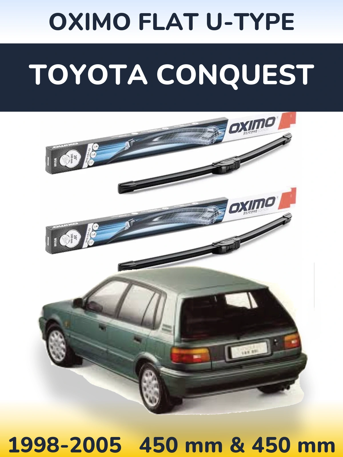 Sada předních stěračů Oximo Flat U-type 450 a 450 mm pro Toyota Conquest 1998-2005