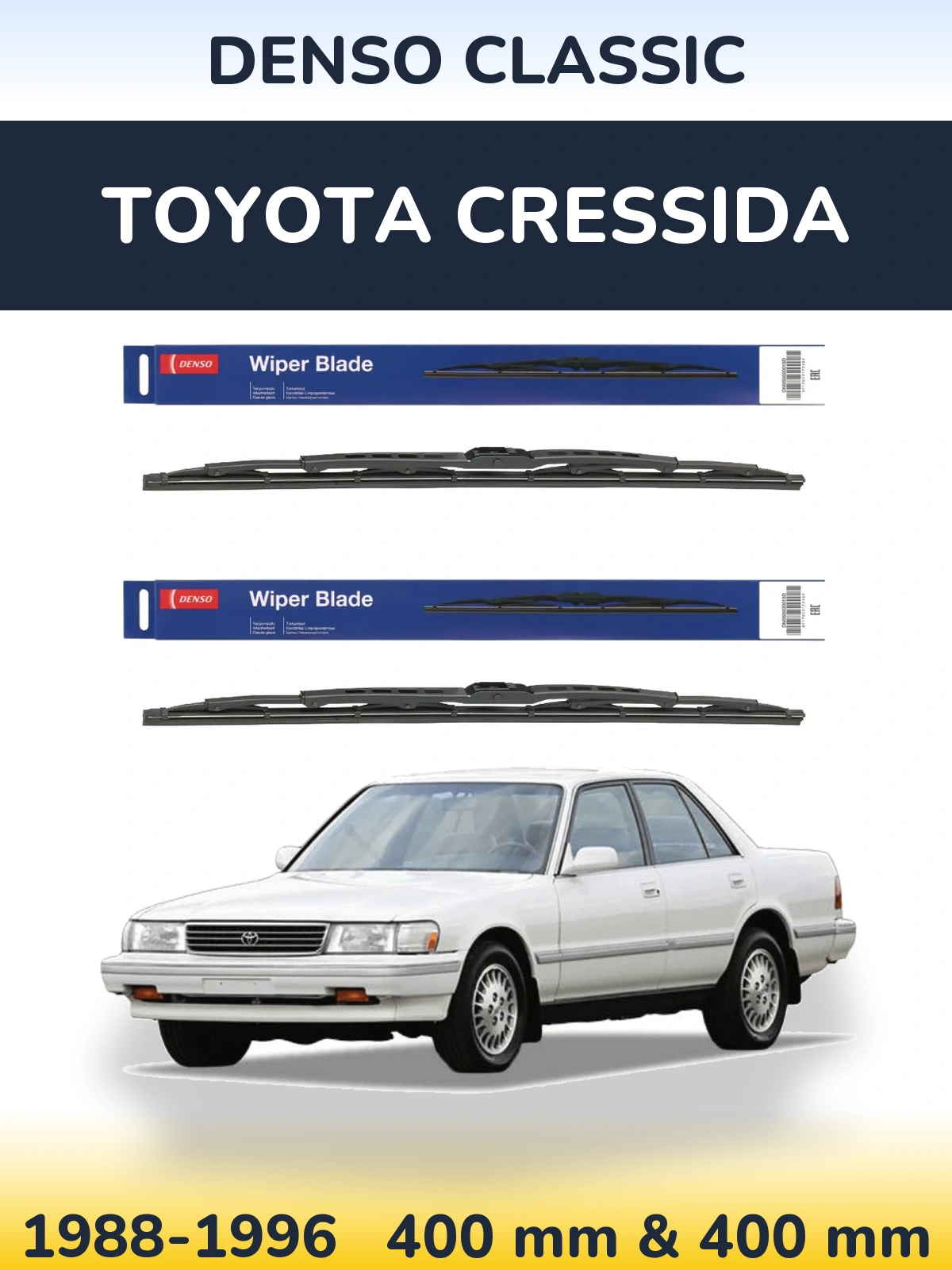 Sada předních stěračů Denso Classic 400 a 400 mm pro Toyota Cressida 1988-1996
