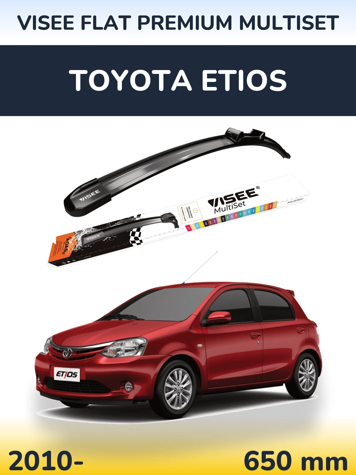 Přední stěrač VISEE FLAT PREMIUM MultiSet 650 mm pro Toyota Etios 2010-2026