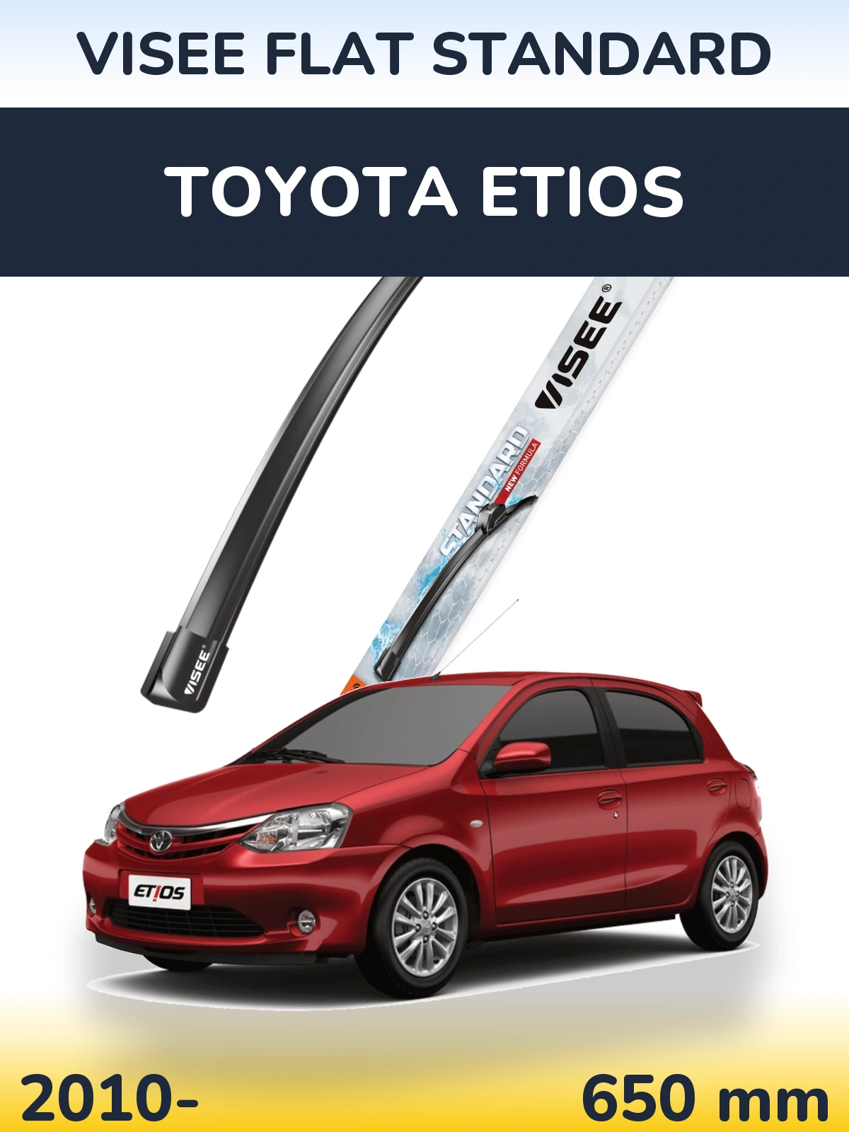 Передня щітка VISEE FLAT STANDARD 650 мм для Toyota Etios 2010-2026