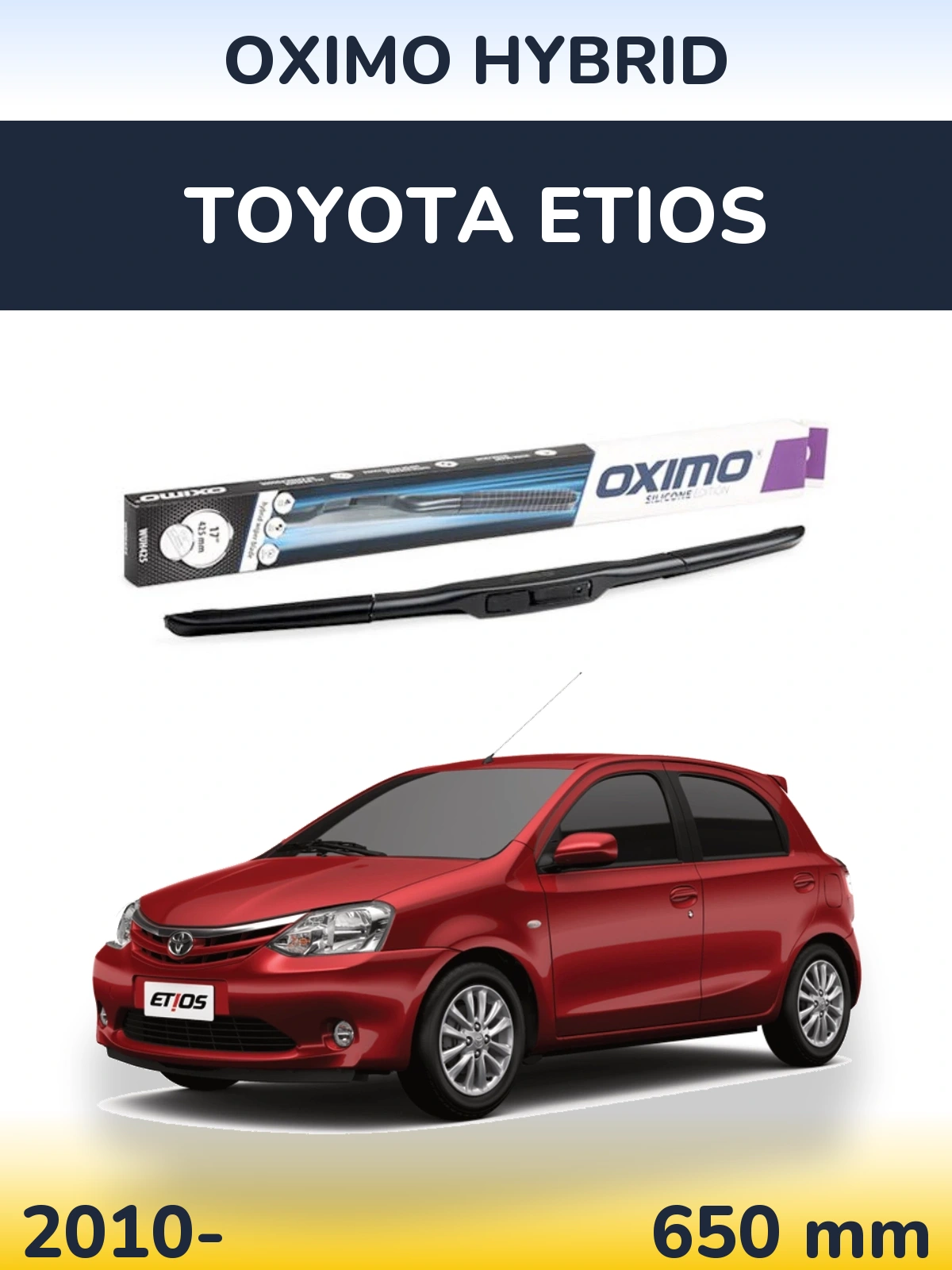 Přední stěrač Oximo Hybrid 650 mm pro Toyota Etios 2010-2026