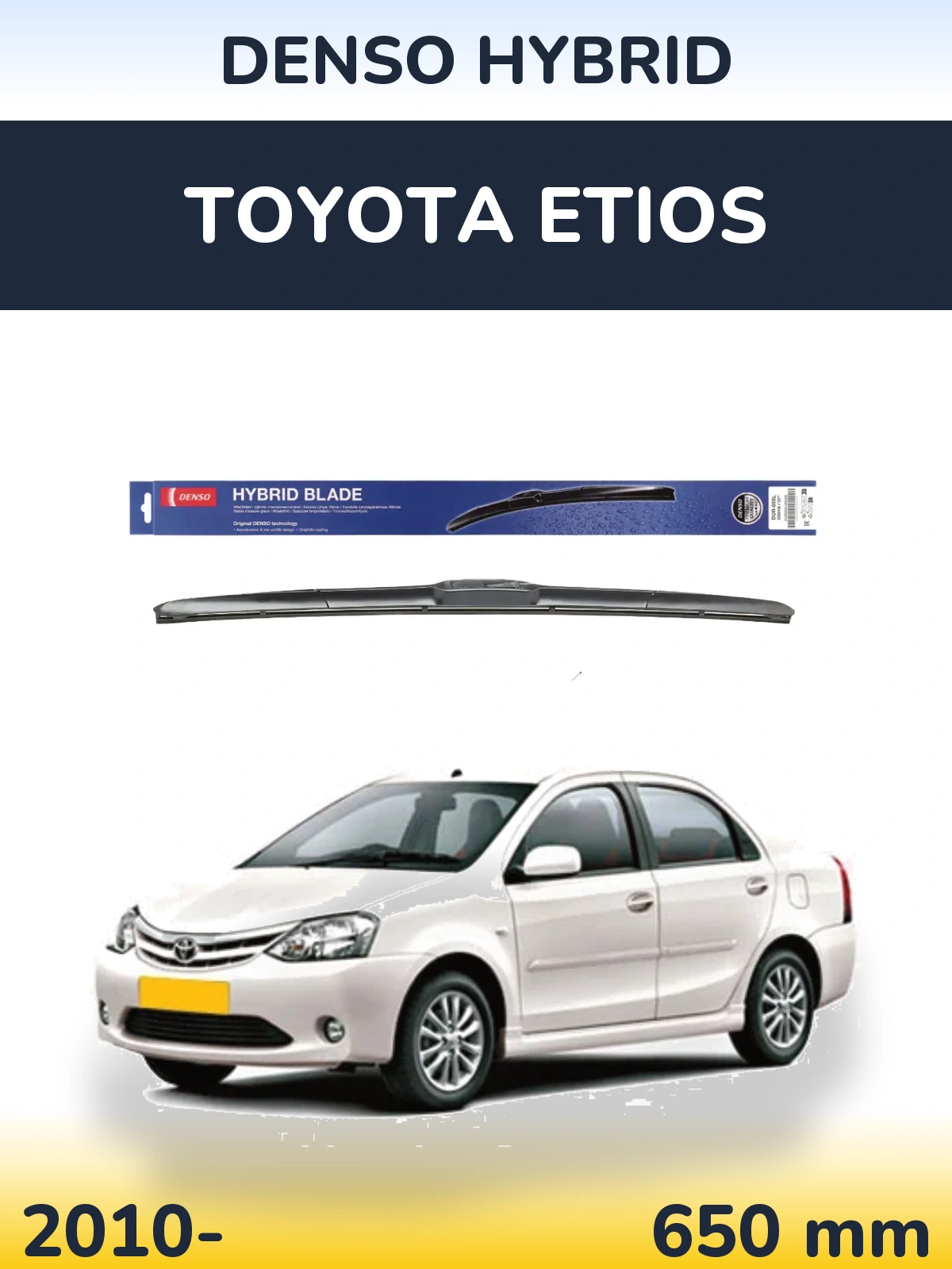 Přední stěrač Denso Hybrid 650 mm pro Toyota Etios 2010-2026