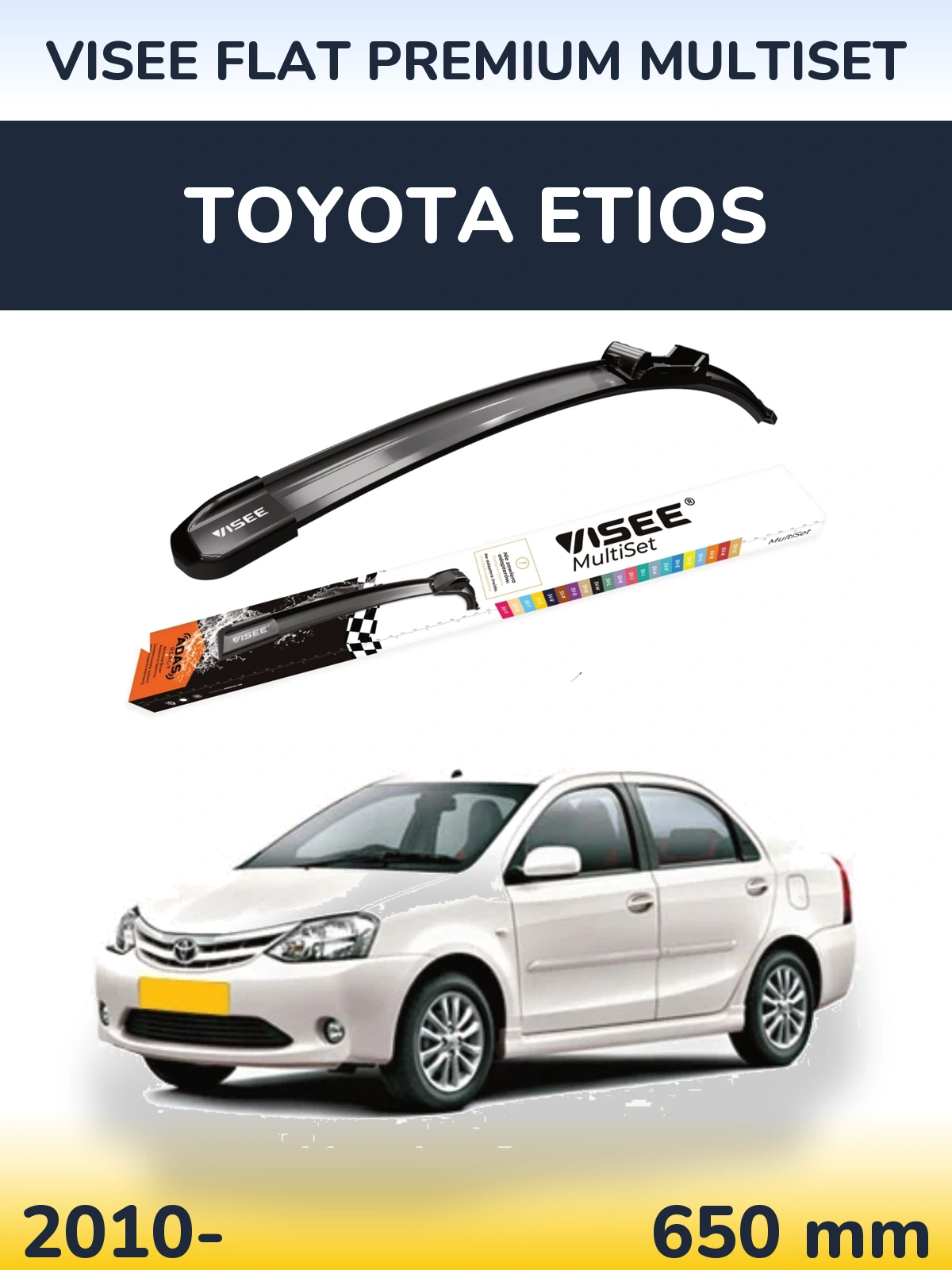 Přední stěrač VISEE FLAT PREMIUM MultiSet 650 mm pro Toyota Etios 2010-2026