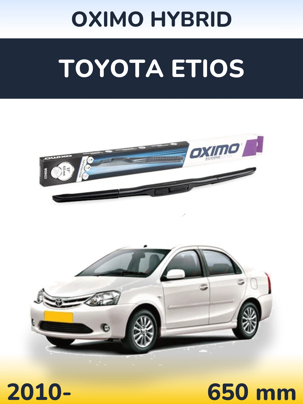 Přední stěrač Oximo Hybrid 650 mm pro Toyota Etios 2010-2026