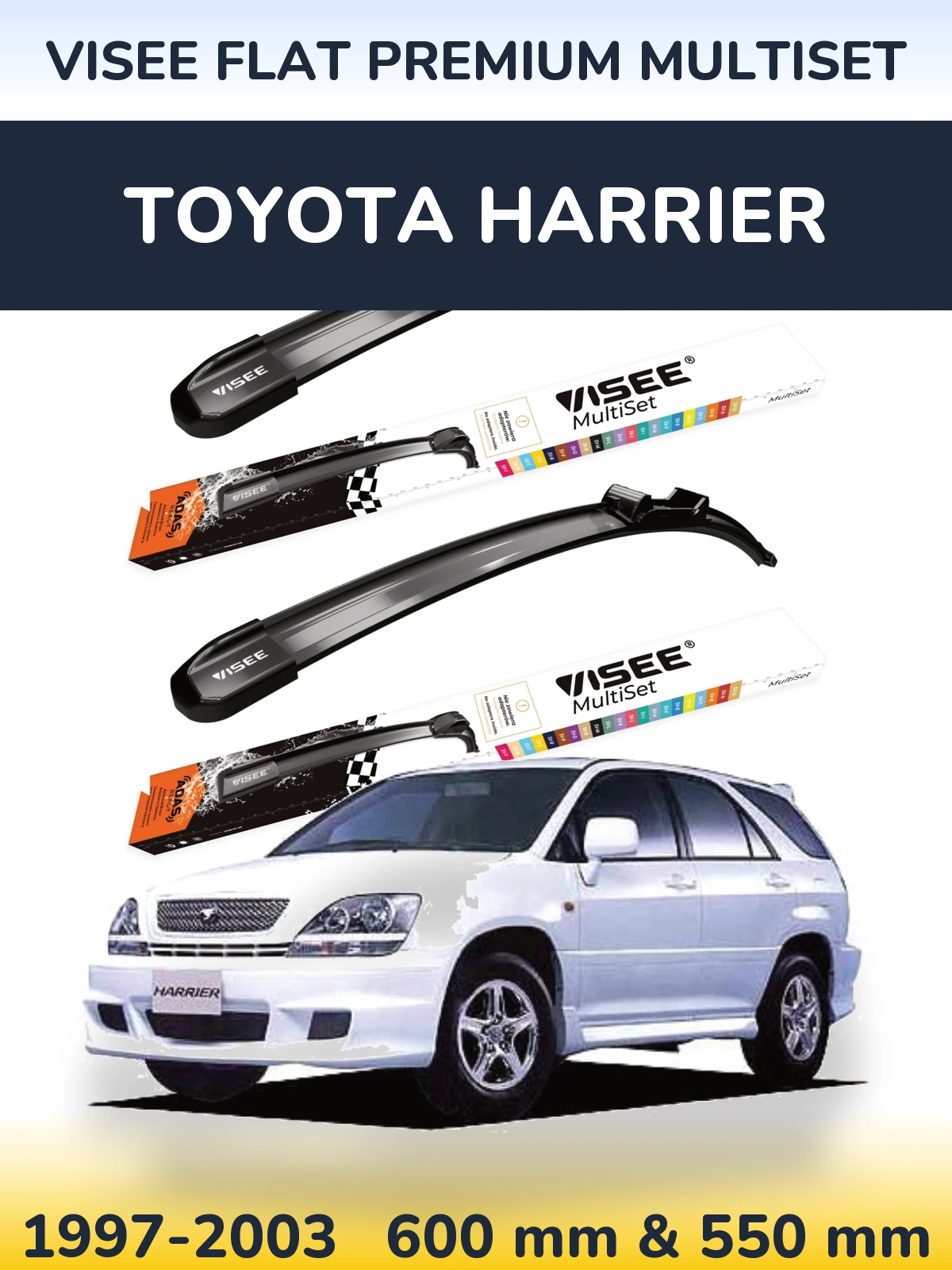 Sada předních stěračů VISEE FLAT PREMIUM MultiSet 600 a 550 mm pro Toyota Harrier 1997-2003
