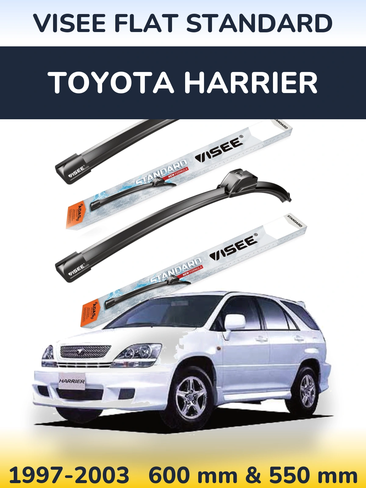 Sada předních stěračů VISEE FLAT STANDARD 600 a 550 mm pro Toyota Harrier 1997-2003