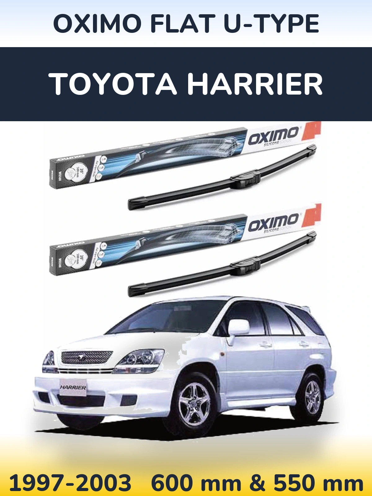 Sada předních stěračů Oximo Flat U-type 600 a 550 mm pro Toyota Harrier 1997-2003