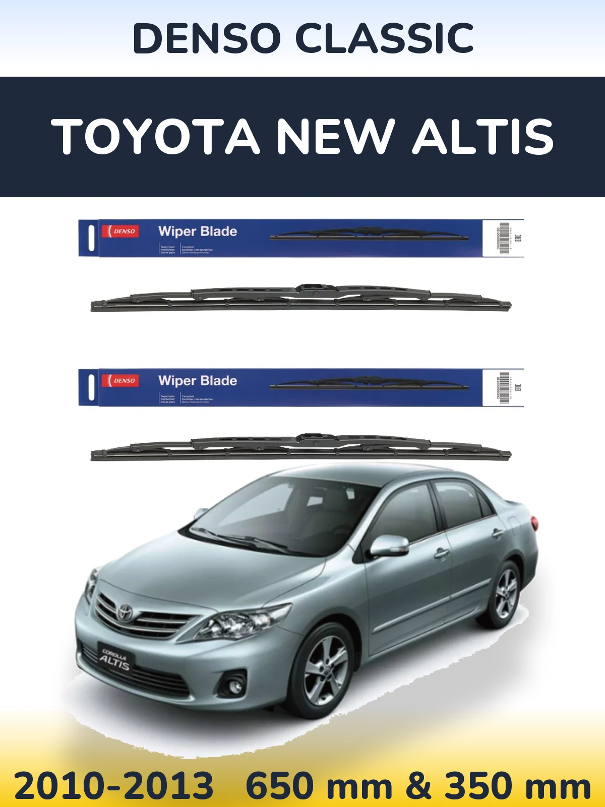 Sada předních stěračů Denso Classic 650 a 350 mm pro Toyota New Altis 2010-2013