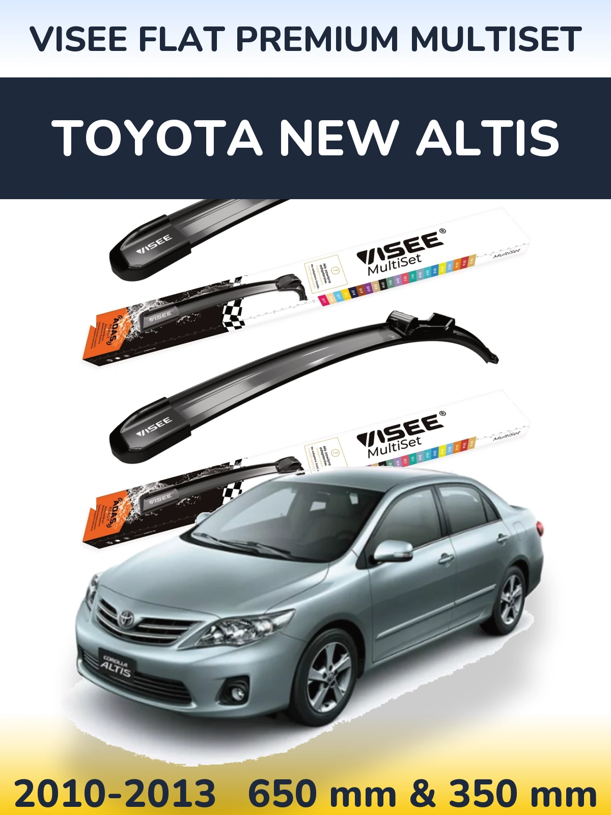 Sada předních stěračů VISEE FLAT PREMIUM MultiSet 650 a 350 mm pro Toyota New Altis 2010-2013