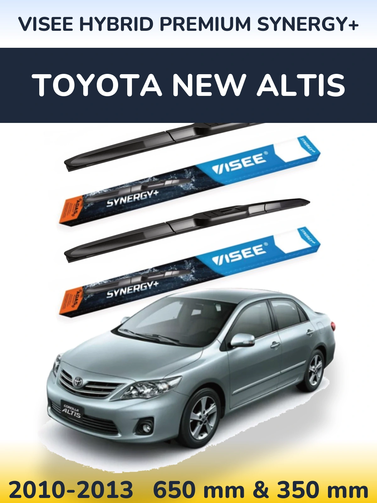 Sada předních stěračů VISEE HYBRID PREMIUM SYNERGY+ 650 a 350 mm pro Toyota New Altis 2010-2013