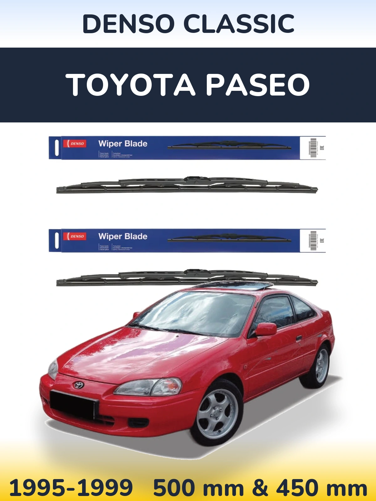 Sada předních stěračů Denso Classic 500 a 450 mm pro Toyota Paseo 1995-1999