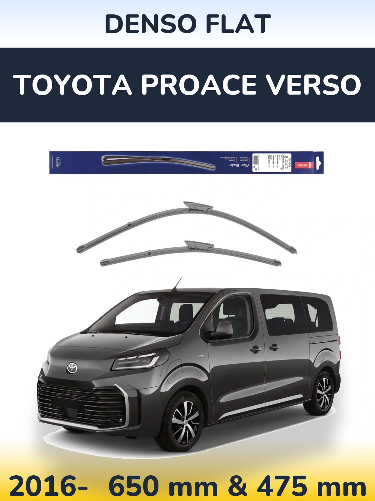Sada předních stěračů Denso Flat 650 a 450 mm pro Toyota ProAce Verso 2016-2026