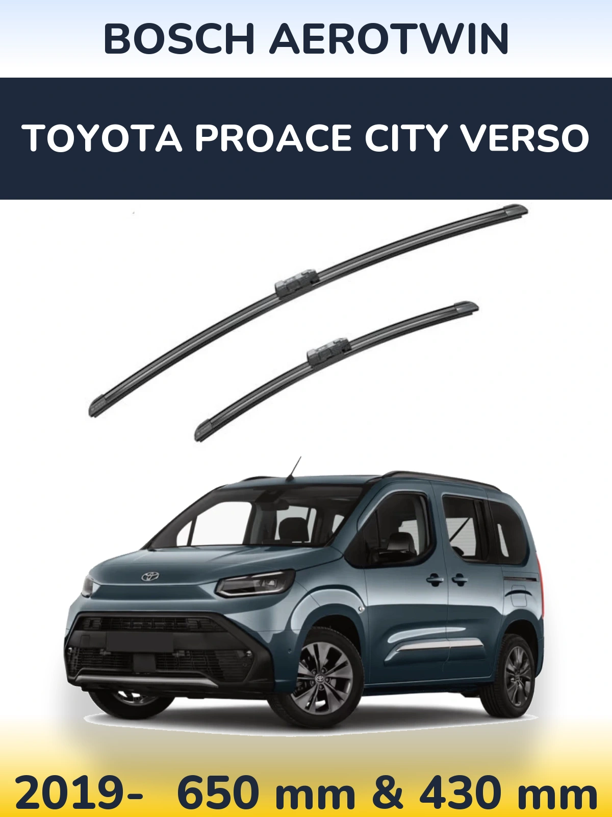 Sada předních stěračů BOSCH AeroTwin 650 a 430 mm pro Toyota ProAce City Verso 2019-2026