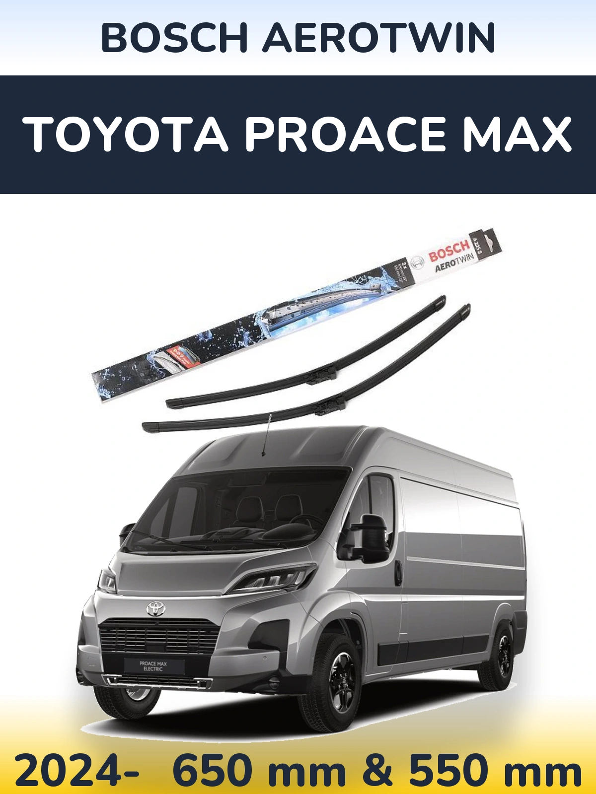 Sada předních stěračů BOSCH AeroTwin 650 a 550 mm pro Toyota ProAce Max 2024-2026