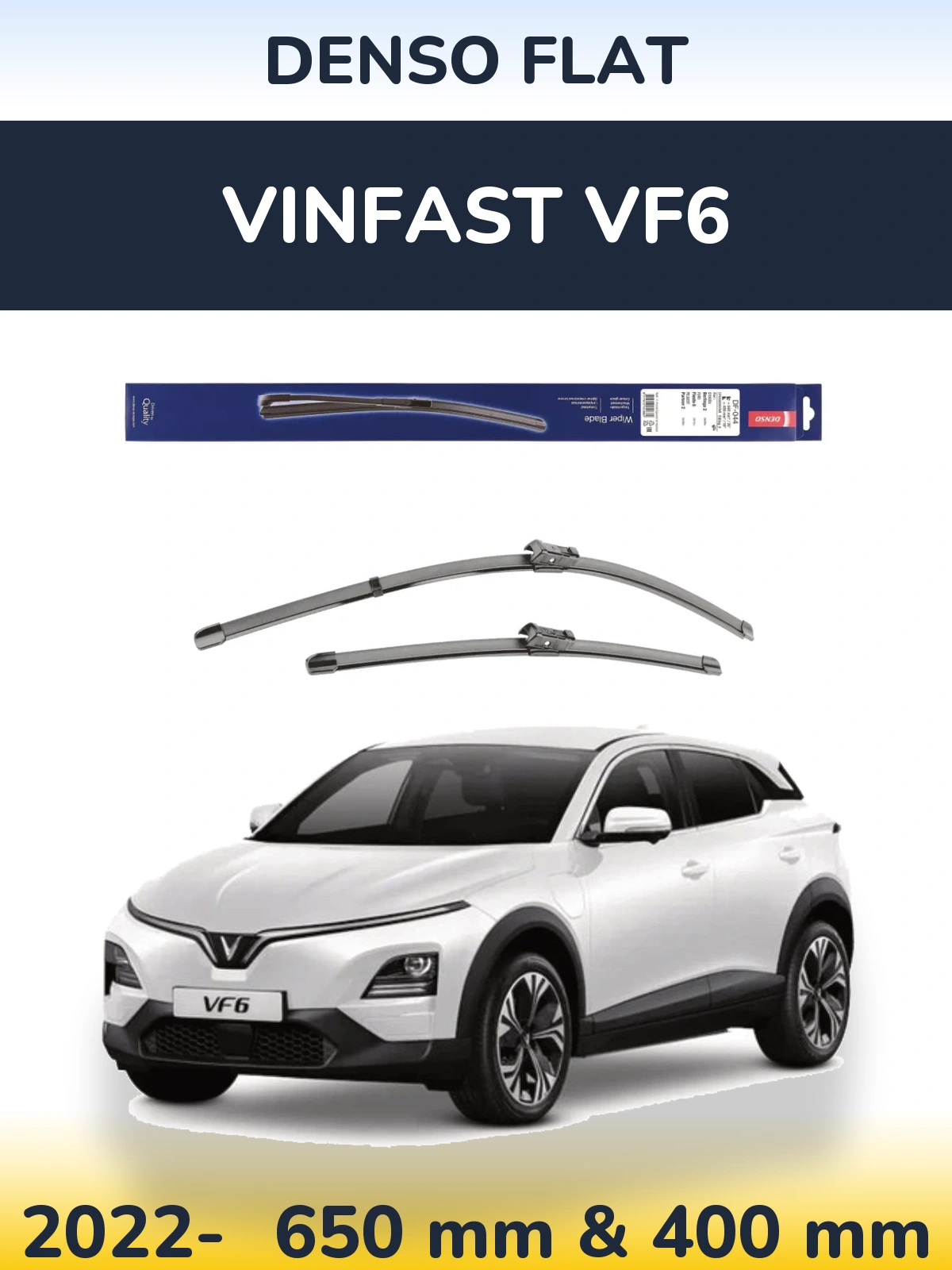 Sada předních stěračů Denso Flat 650 a 400 mm pro Vinfast VF6 2022-2026