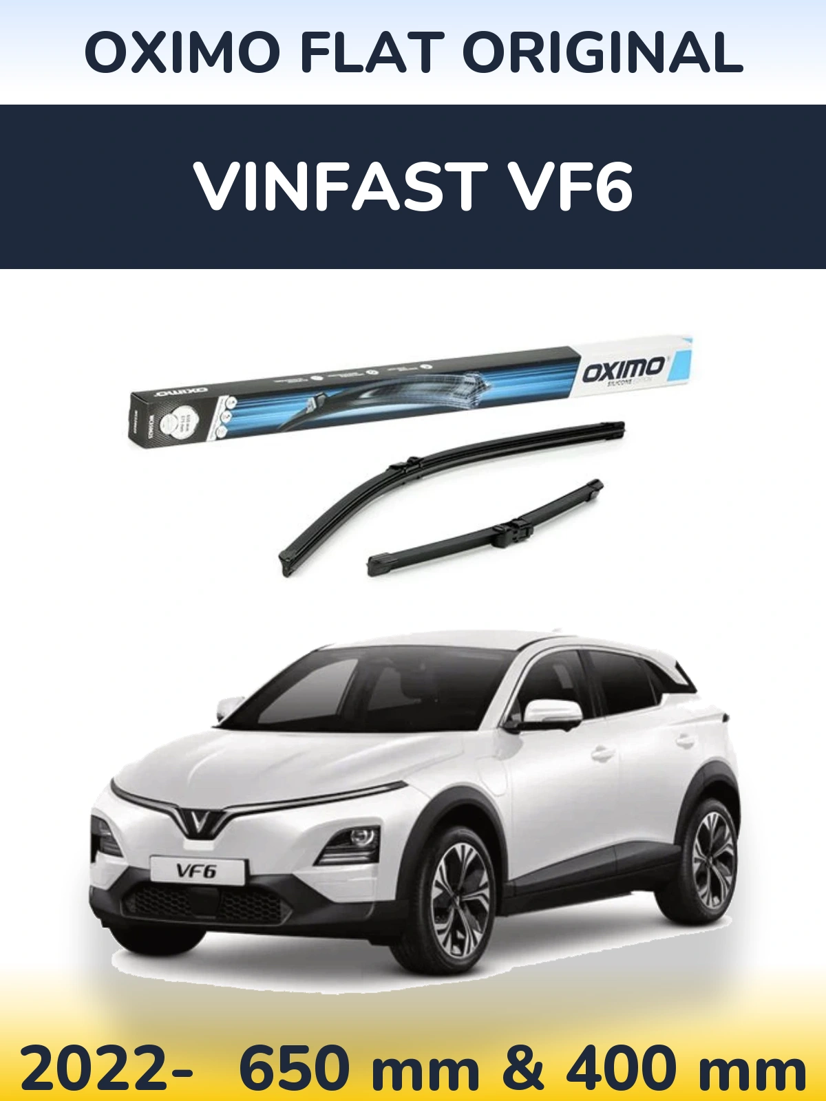 Комплект передніх щіток Oximo Flat Original 650 & 375 мм для Vinfast VF6 2022-2026