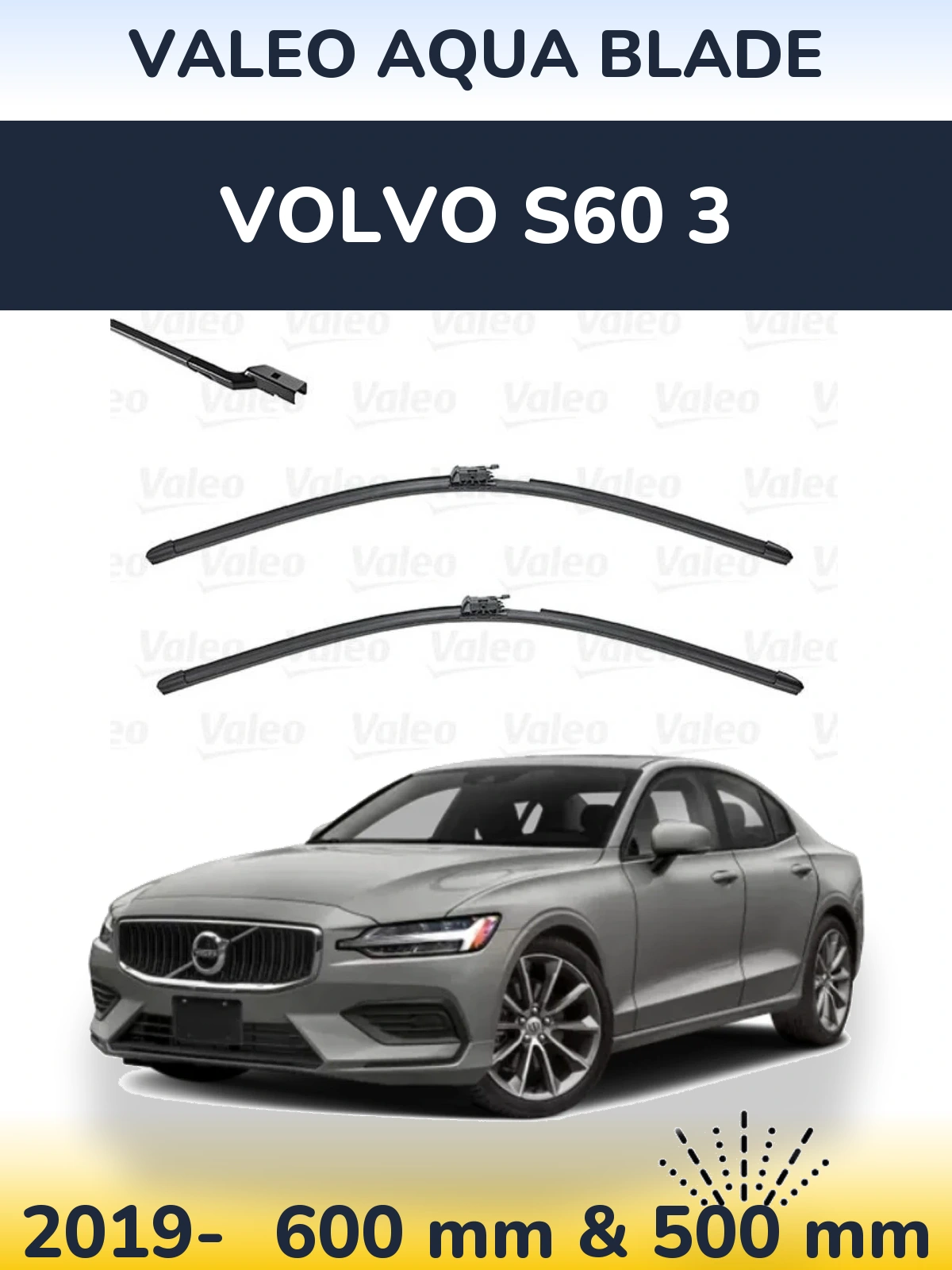 Sada předních stěračů Valeo Aqua Blade 600 a 500 mm pro Volvo S60 3 2019-2026