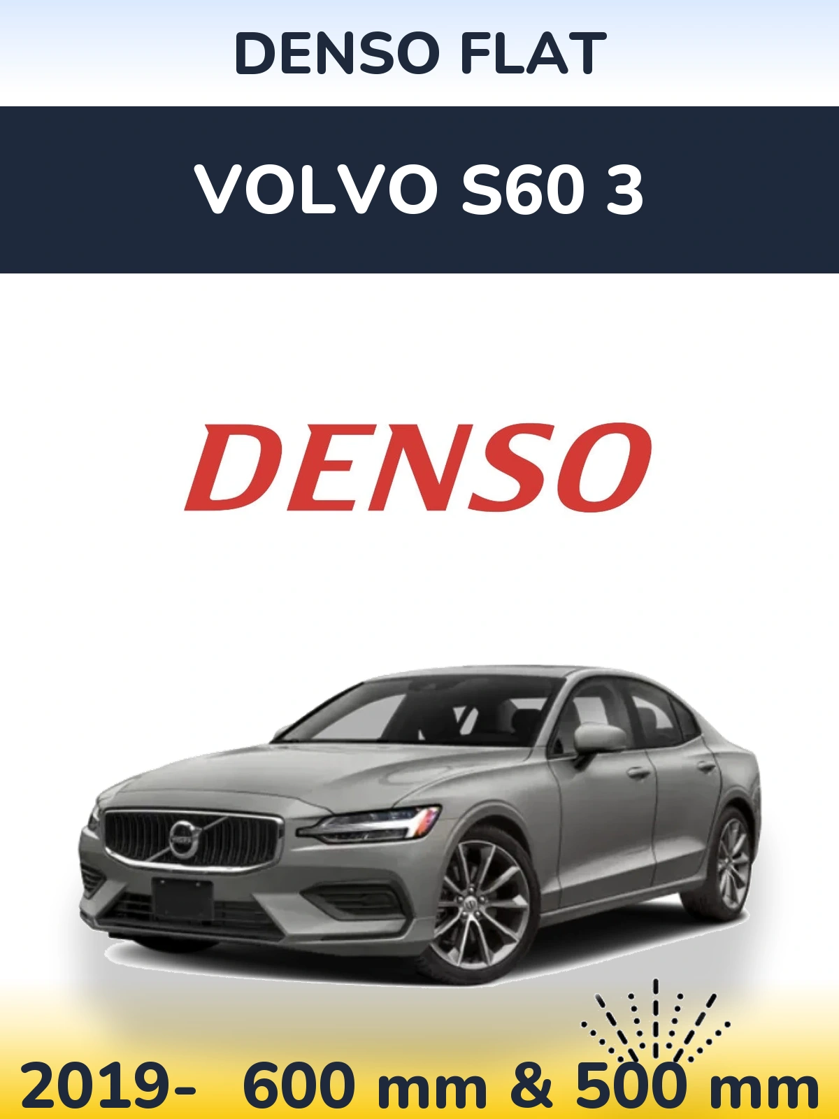 Sada předních stěračů Denso Flat 600 a 500 mm pro Volvo S60 3 2019-2026