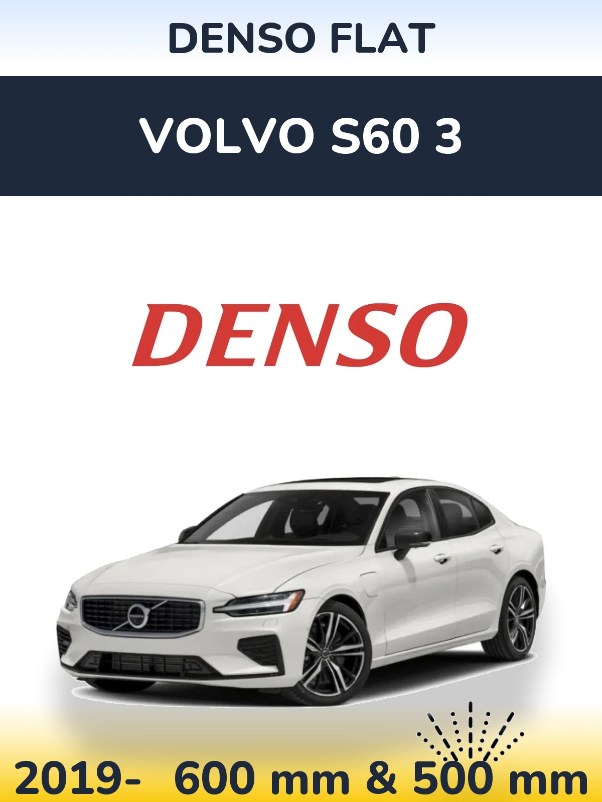Sada předních stěračů Denso Flat 600 a 500 mm pro Volvo S60 3 2019-2026