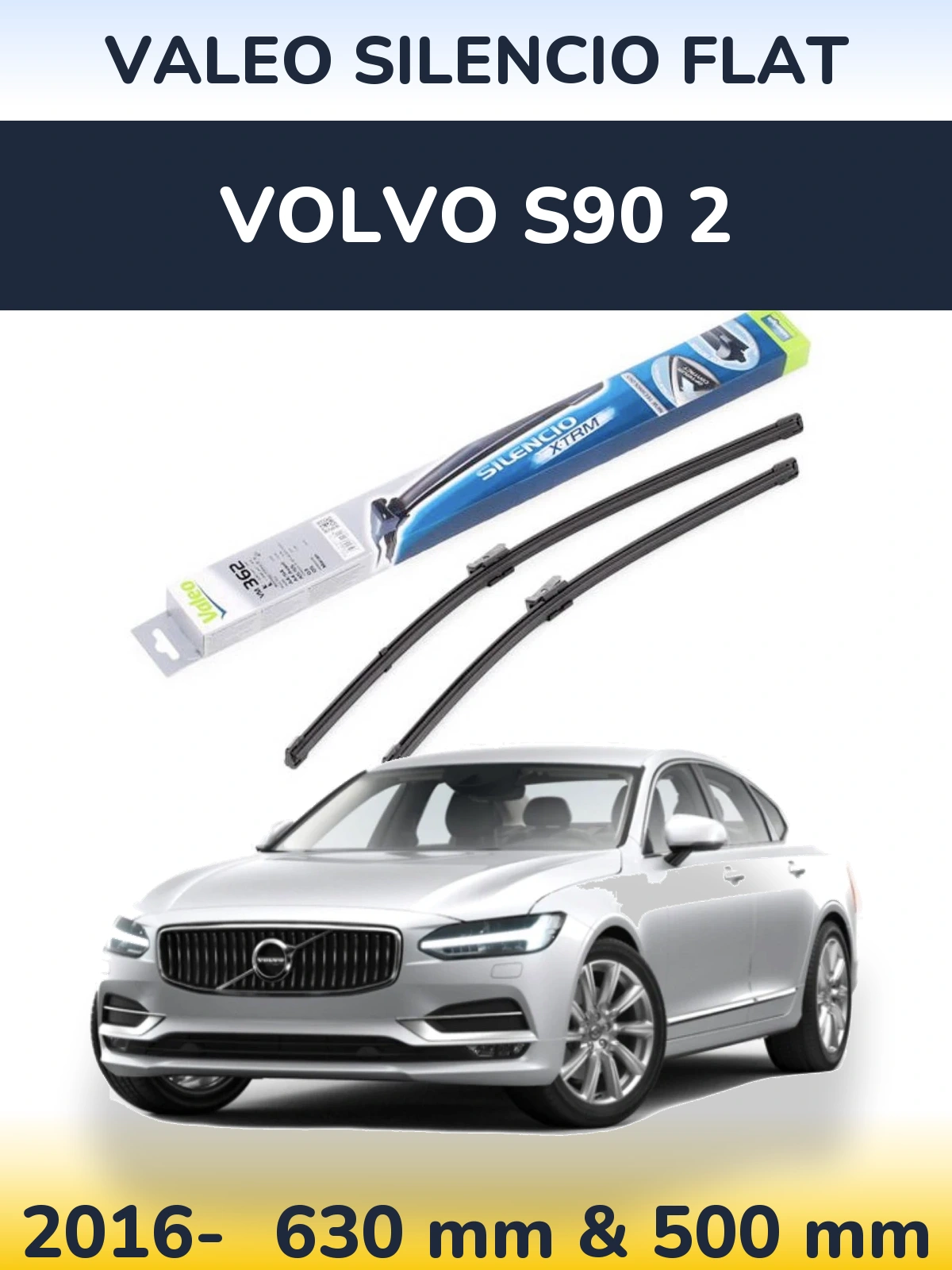 Sada předních stěračů Valeo Silencio Flat 600 a 500 mm pro Volvo S90 2 2016-2026