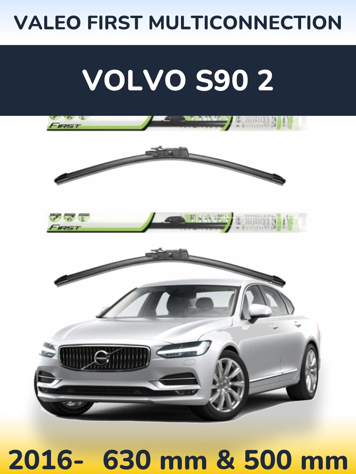 Sada předních stěračů Valeo First MultiConnection 600 a 500 mm pro Volvo S90 2 2016-2026