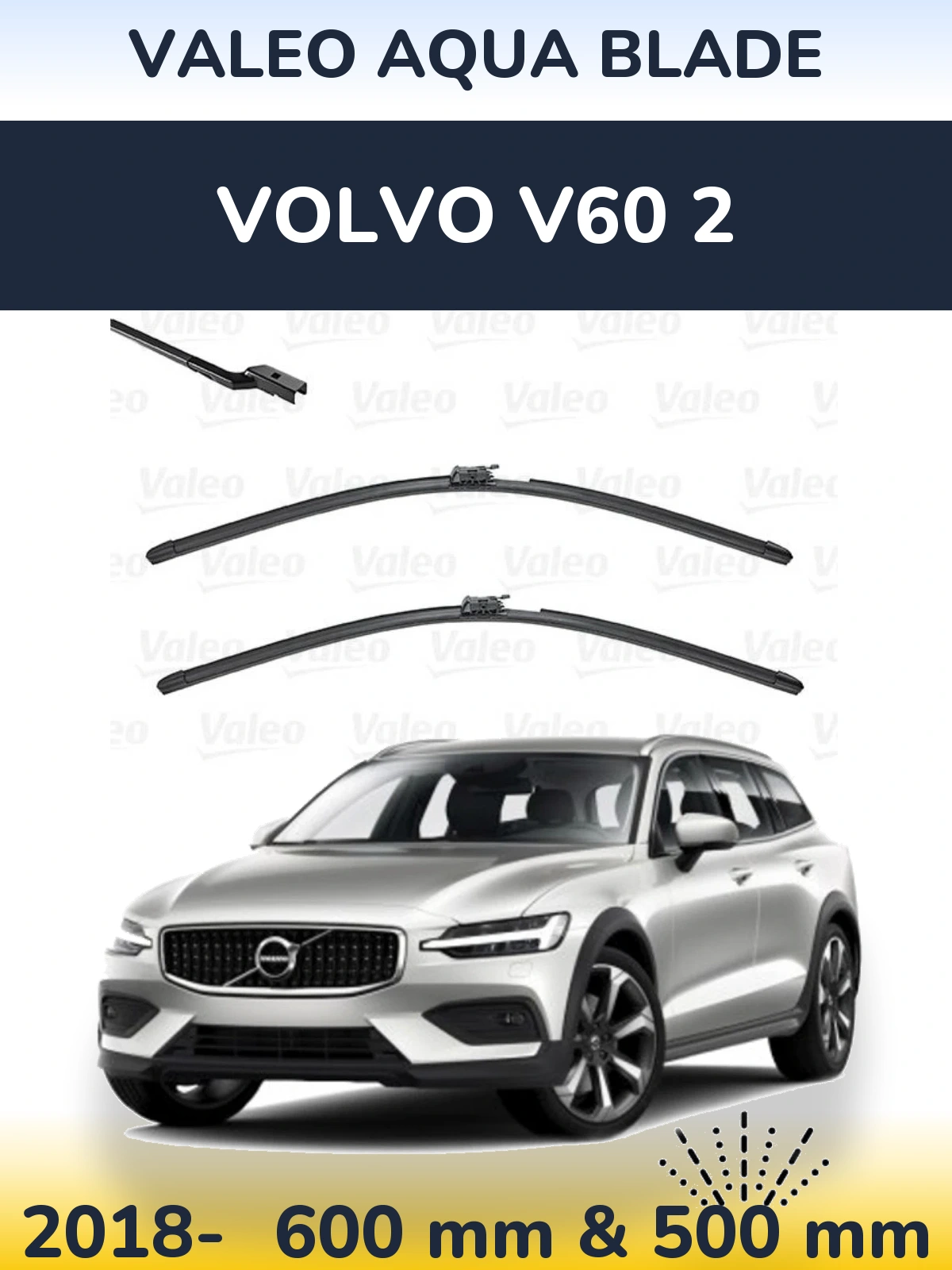 Sada předních stěračů Valeo Aqua Blade 600 a 500 mm pro Volvo V60 2 2018-2026