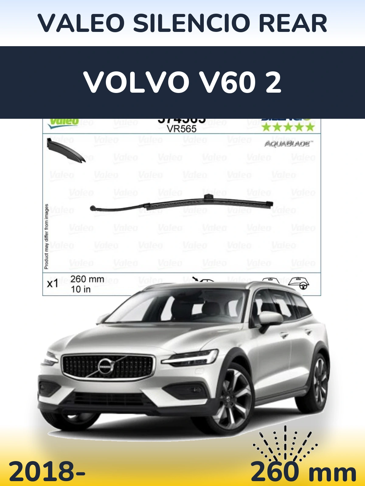 Zadní stěrač Valeo Silencio Rear 260 mm pro Volvo V60 2 2018-2026