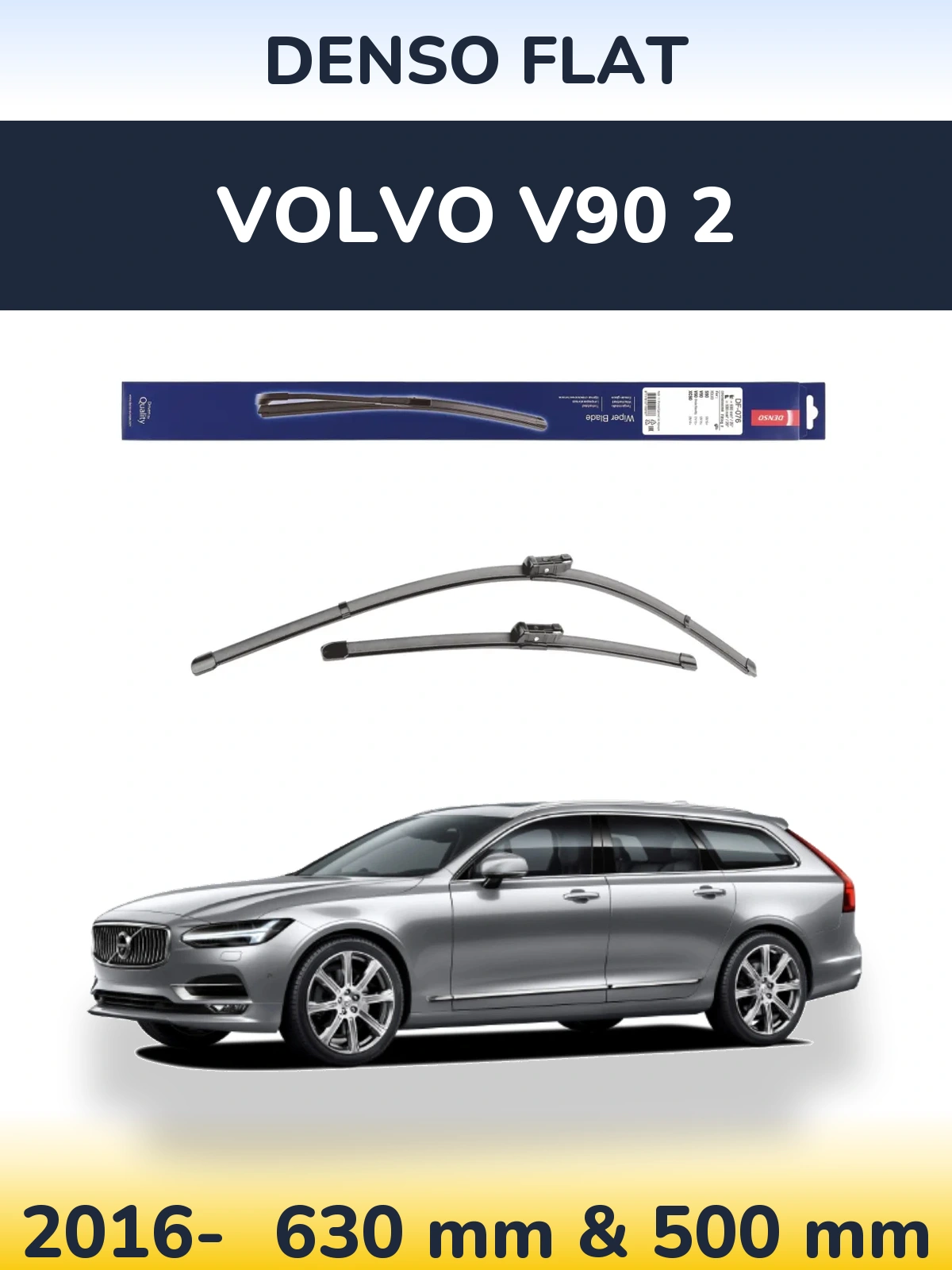 Sada předních stěračů Denso Flat 630 a 500 mm pro Volvo V90 2 2016-2026