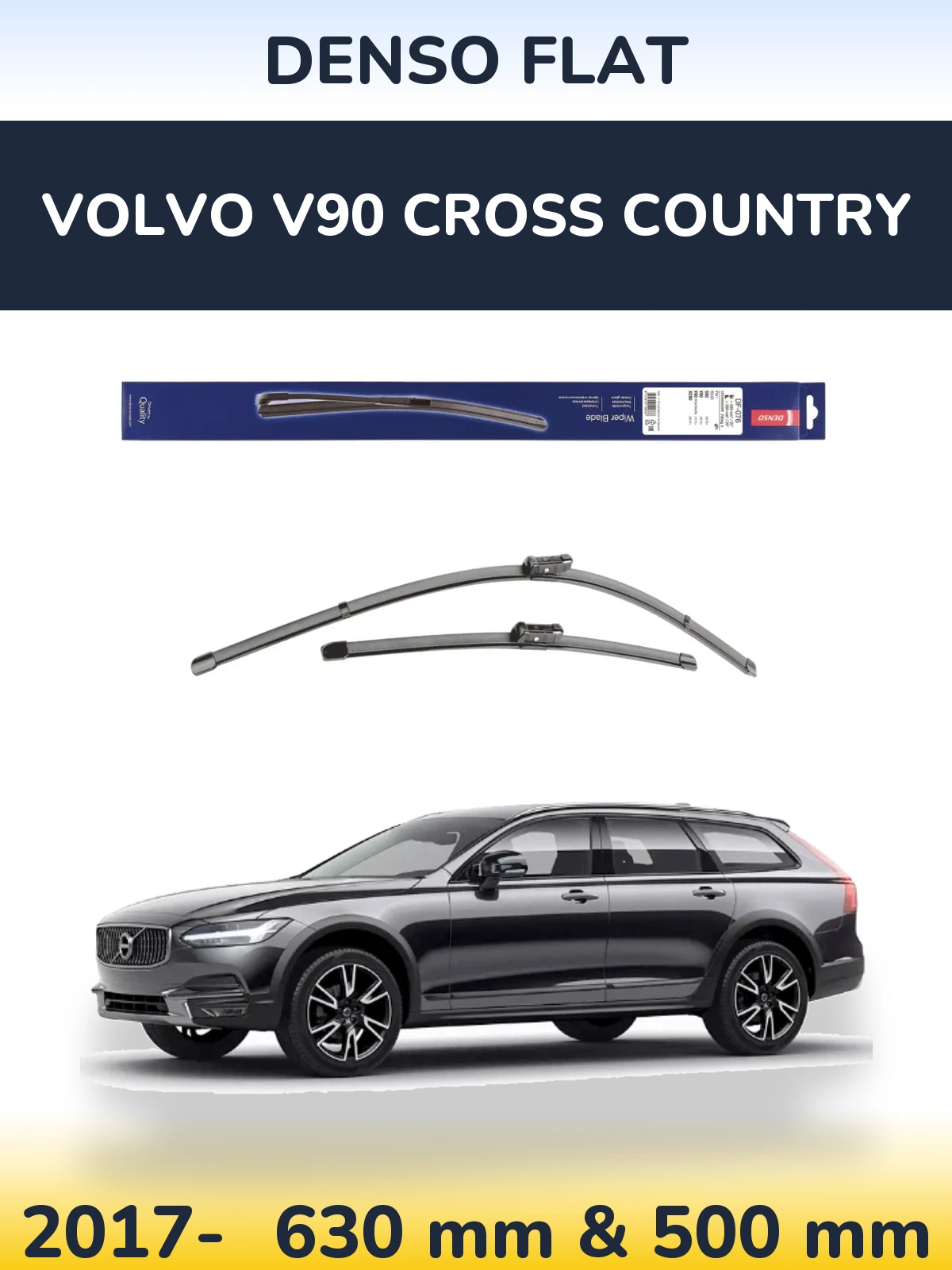 Sada předních stěračů Denso Flat 630 a 500 mm pro Volvo V90 Cross Country 2017-2026