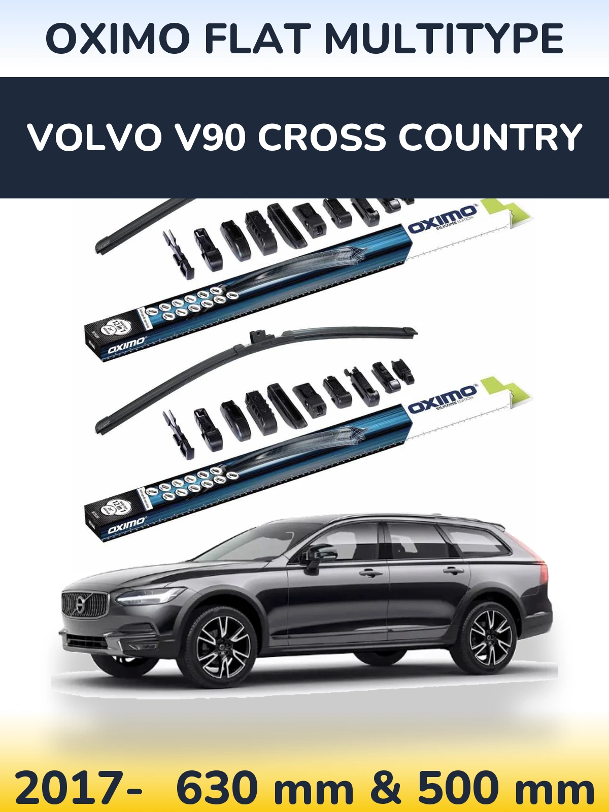 Sada předních stěračů Oximo Flat MultiType 600 a 500 mm pro Volvo V90 Cross Country 2017-2026