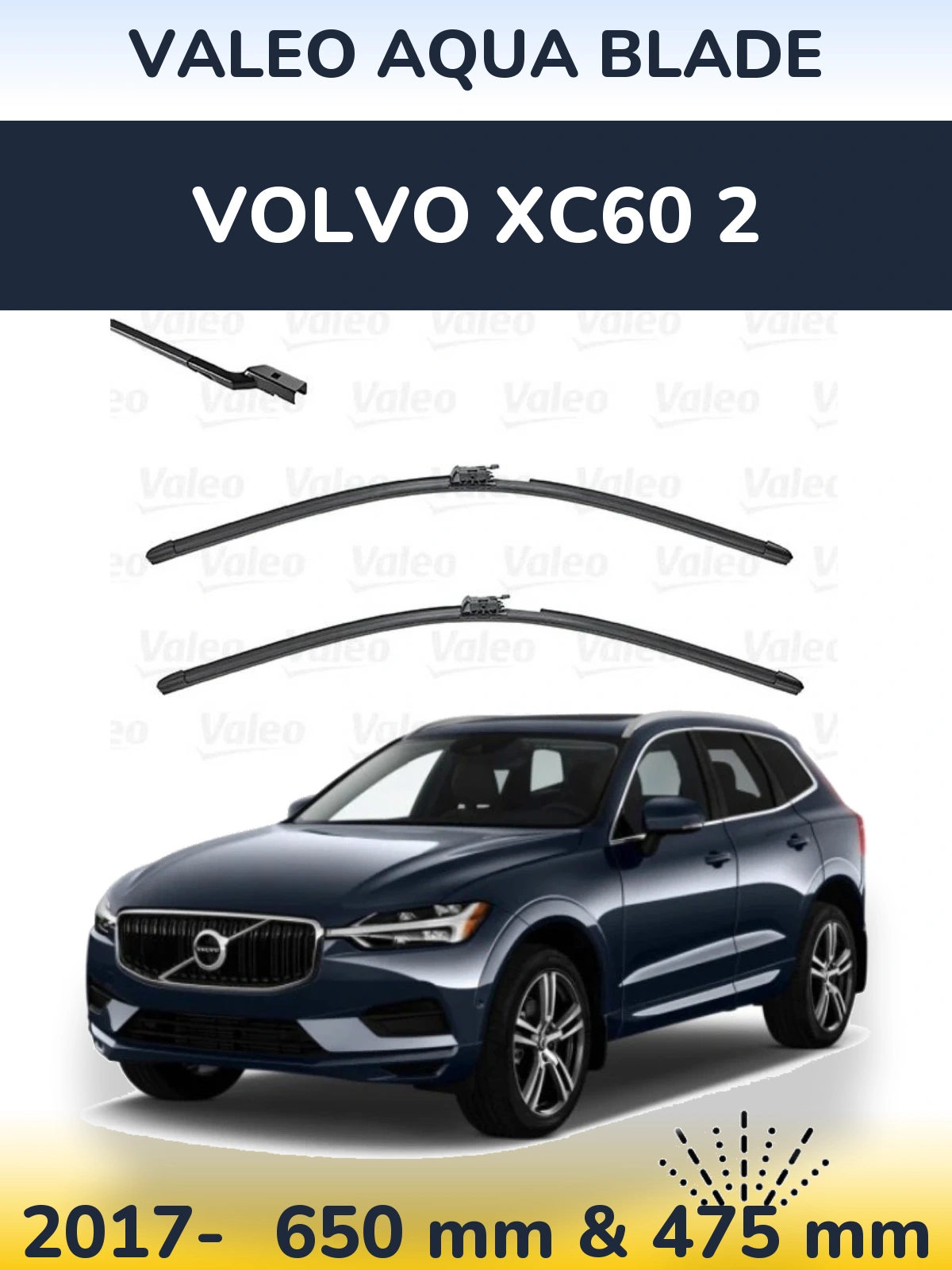 Sada předních stěračů Valeo Aqua Blade 650 a 475 mm pro Volvo XC60 2 2017-2026