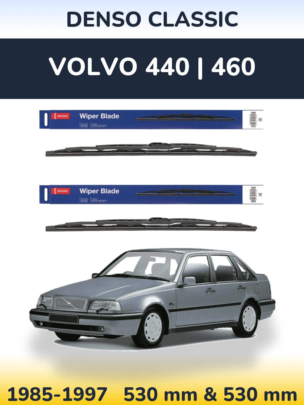 Sada předních stěračů Denso Classic 530 a 530 mm pro Volvo 440 | 460 1985-1997