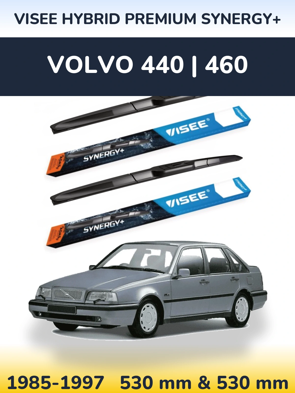 Sada předních stěračů VISEE HYBRID PREMIUM SYNERGY+ 530 a 530 mm pro Volvo 440 | 460 1985-1997