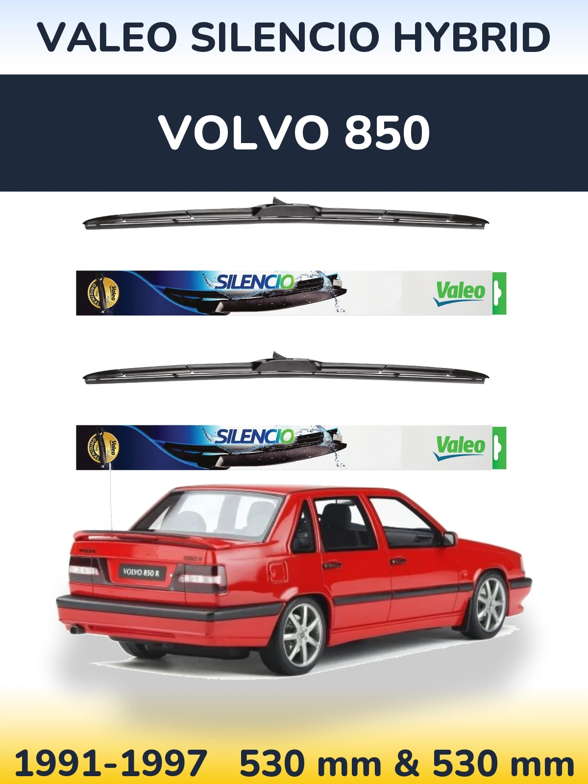 Комплект передніх щіток Valeo Silencio Hybrid 530 & 530 мм для Volvo 850 1991-1997