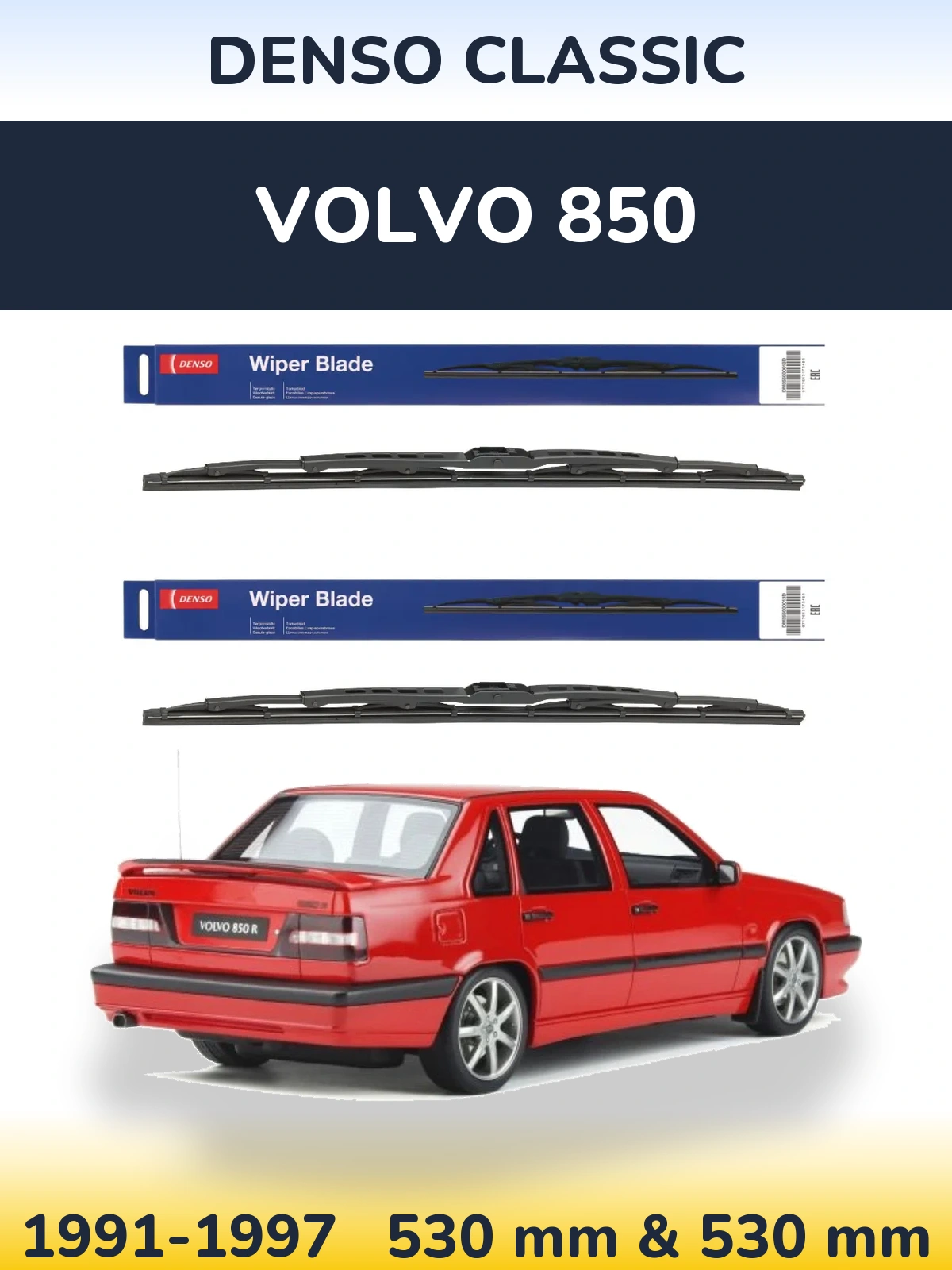 Sada předních stěračů Denso Classic 530 a 530 mm pro Volvo 850 1991-1997