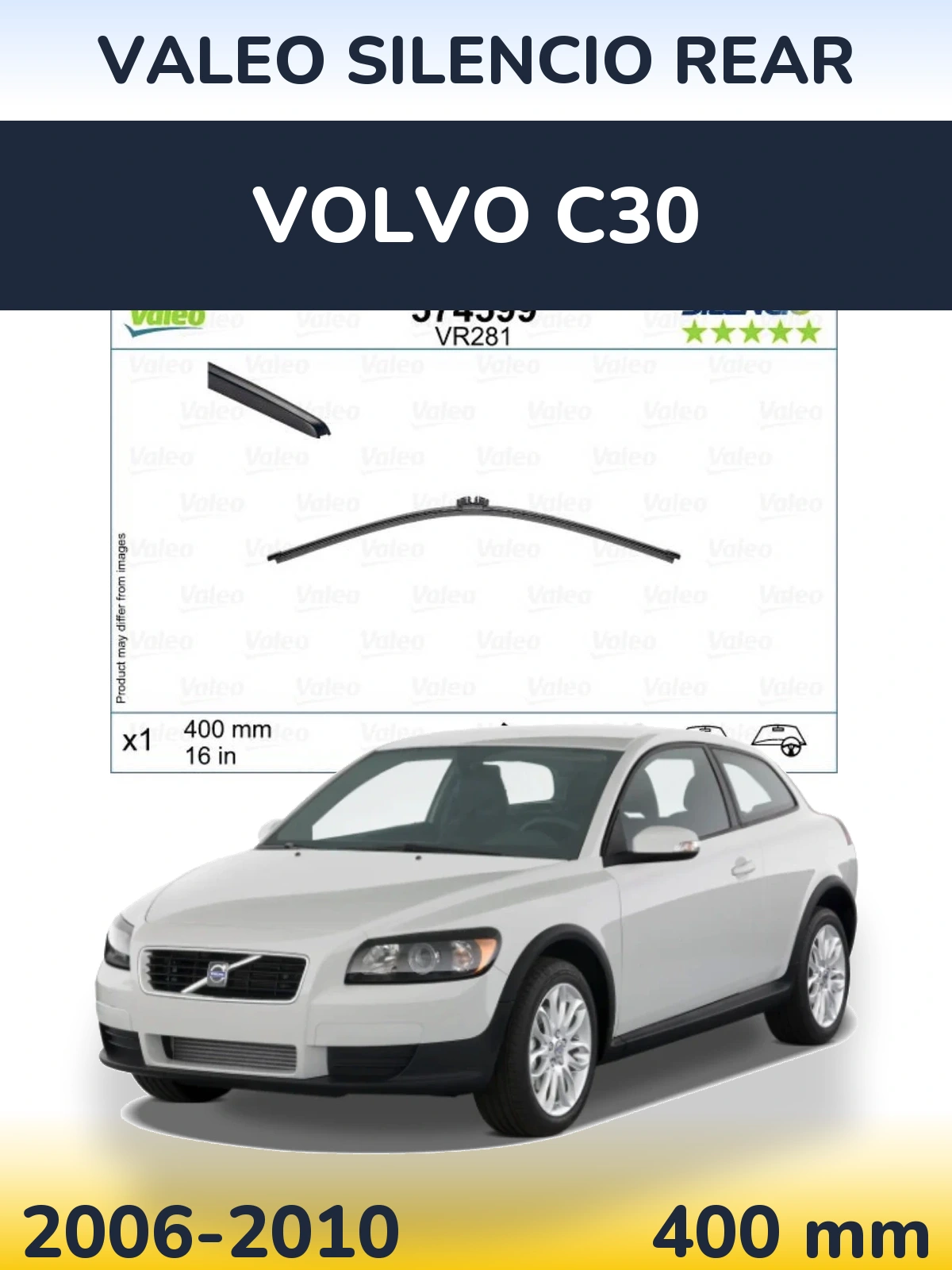 Zadní stěrač Valeo Silencio Rear 400 mm pro Volvo C30 2006-2010