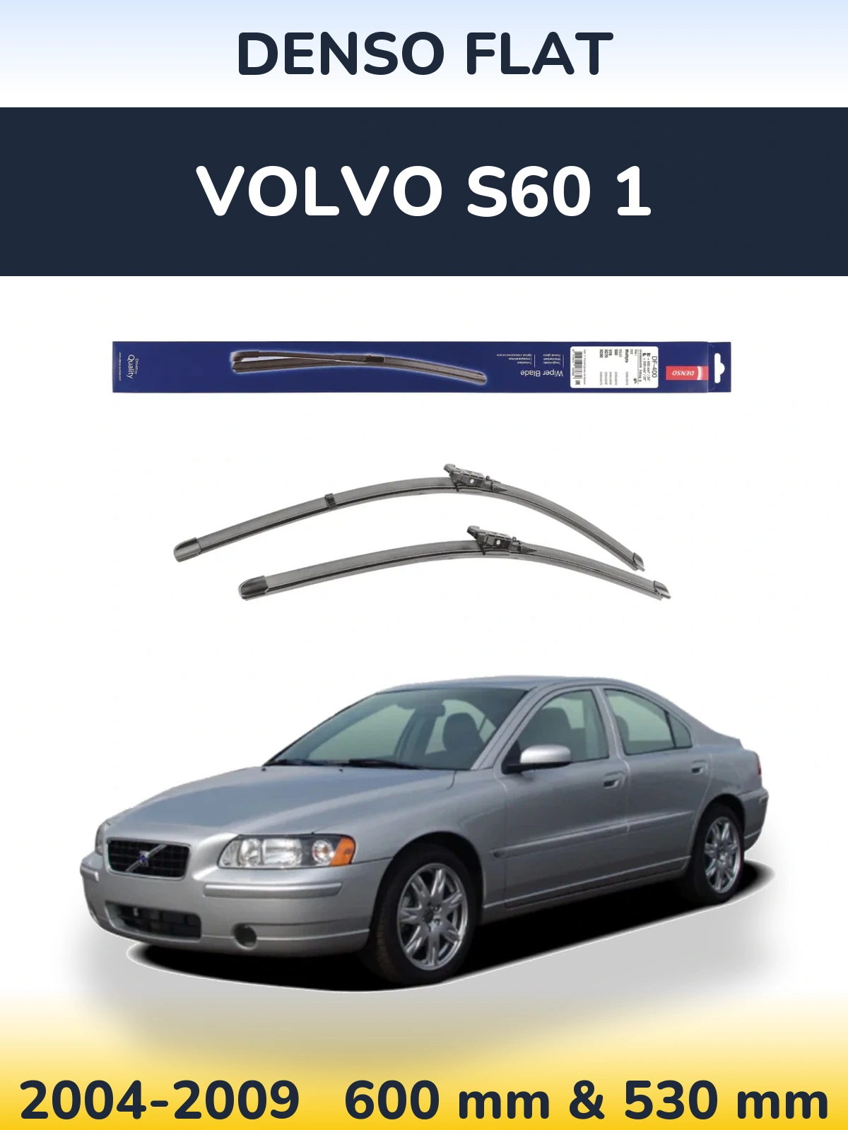 Sada předních stěračů Denso Flat 600 a 550 mm pro Volvo S60 1 2004-2009