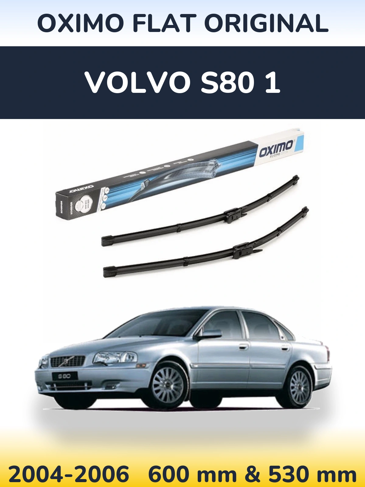 Sada předních stěračů Oximo Flat Original 600 a 550 mm pro Volvo S80 1 2004-2006
