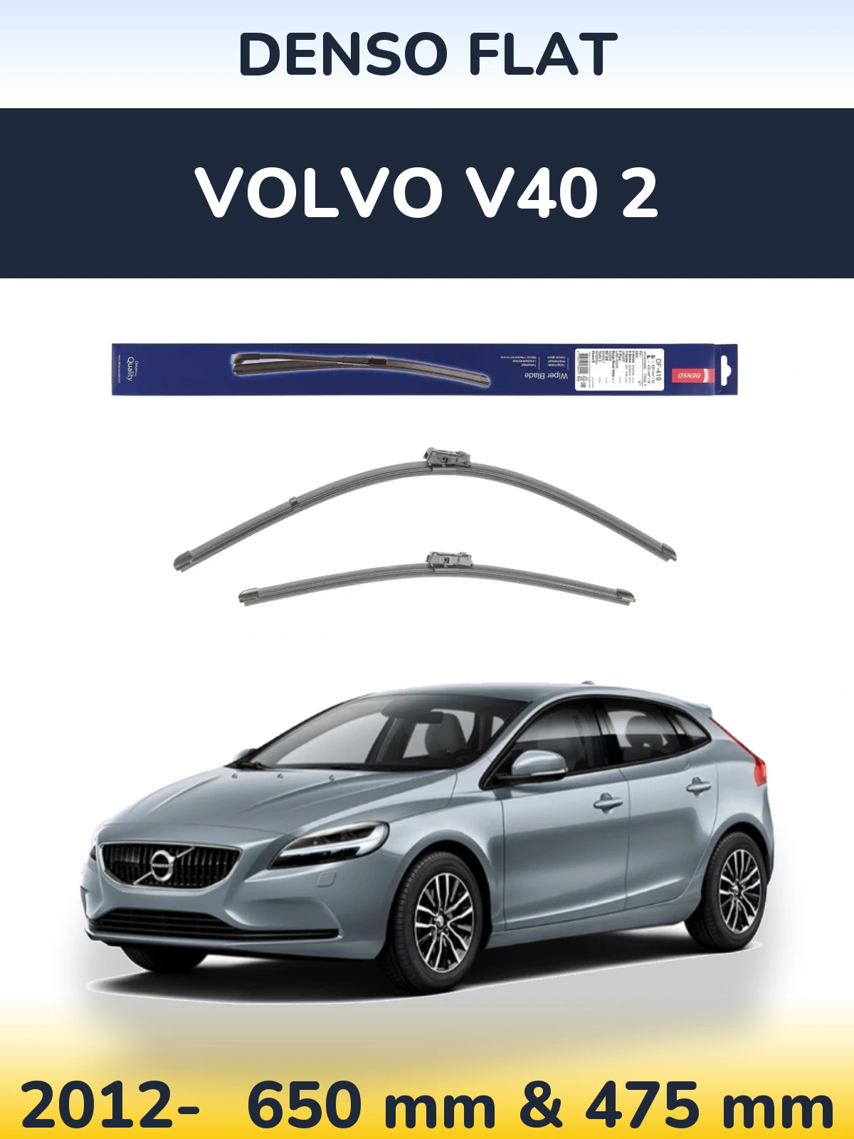Sada předních stěračů Denso Flat 650 a 475 mm pro Volvo V40 2 2012-2026