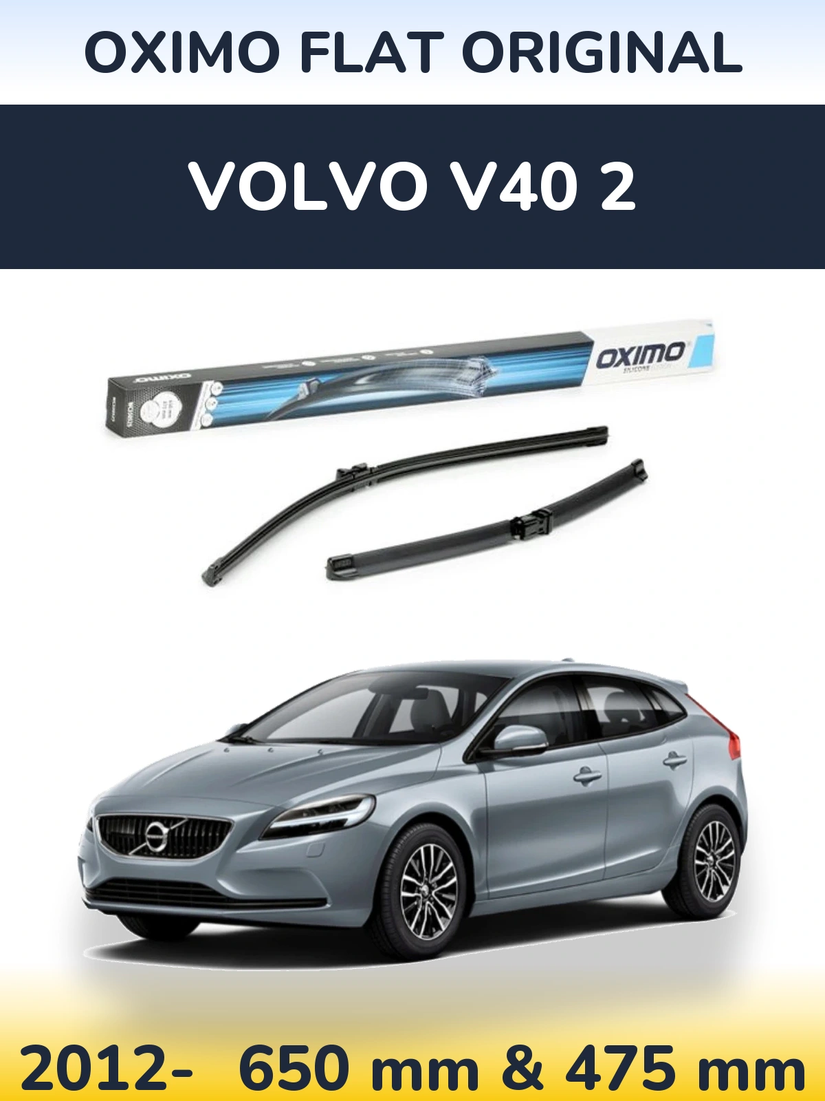 Sada předních stěračů Oximo Flat Original 650 a 475 mm pro Volvo V40 2 2012-2026