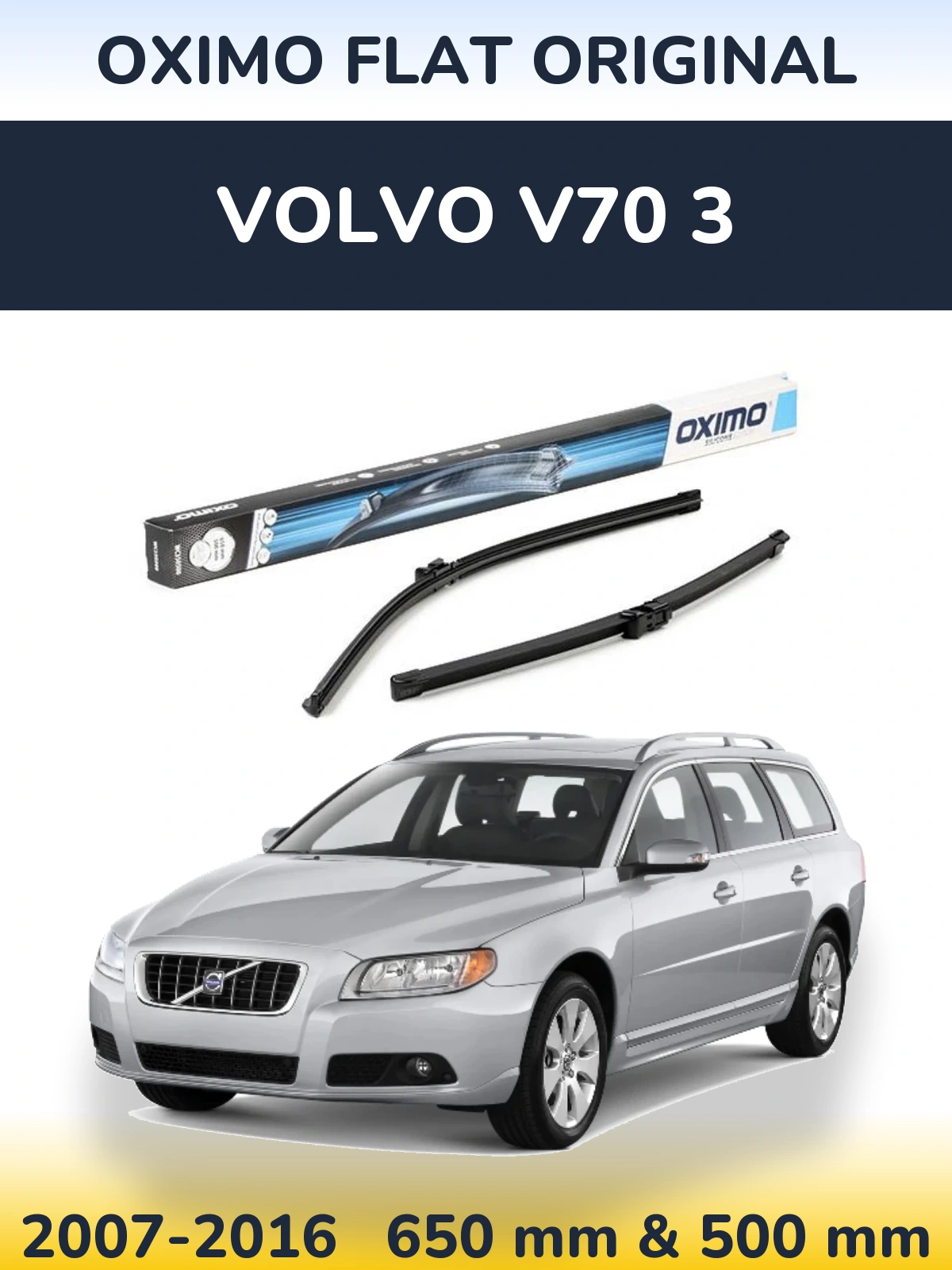 Sada předních stěračů Oximo Flat Original 650 a 500 mm pro Volvo V70 3 2007-2016