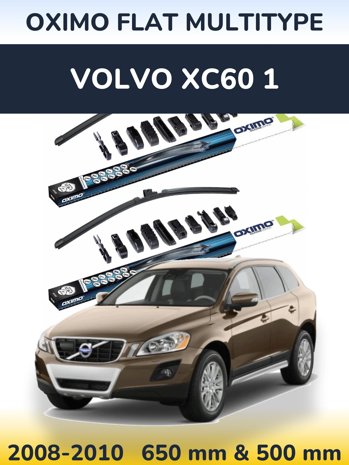 Sada předních stěračů Oximo Flat MultiType 650 a 500 mm pro Volvo XC60 1 2008-2010