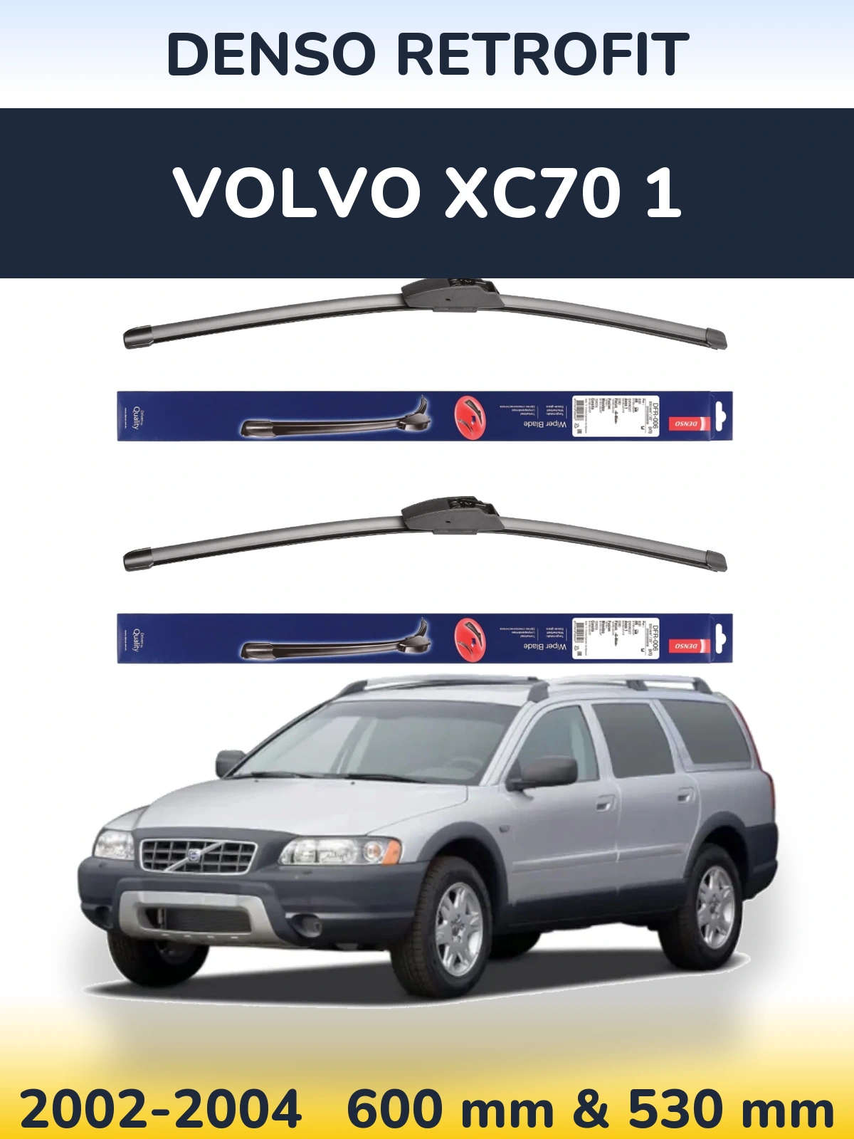 Sada předních stěračů Denso Retrofit 600 a 530 mm pro Volvo XC70 1 2002-2004