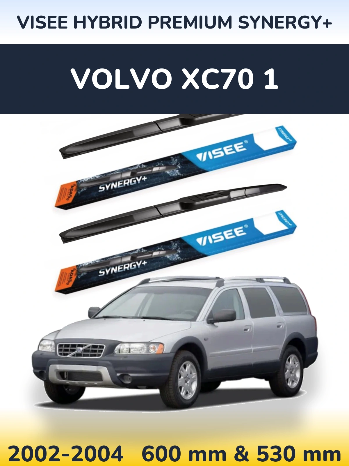 Sada předních stěračů VISEE HYBRID PREMIUM SYNERGY+ 600 a 530 mm pro Volvo XC70 1 2002-2004