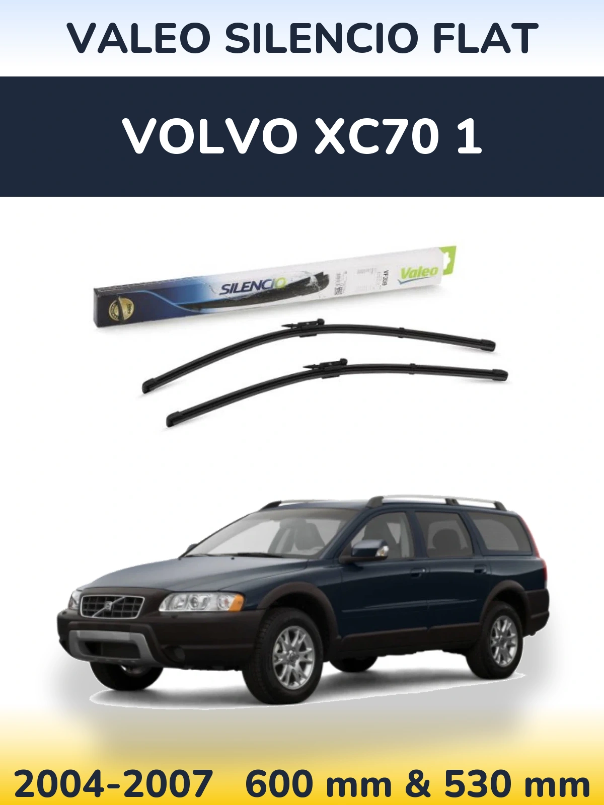 Sada předních stěračů Valeo Silencio Flat 600 a 550 mm pro Volvo XC70 1 2004-2007