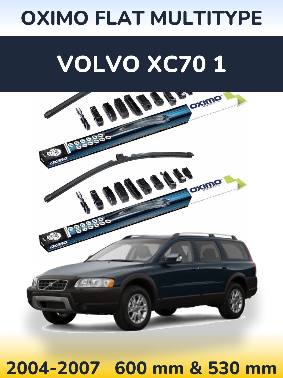 Sada předních stěračů Oximo Flat MultiType 600 a 530 mm pro Volvo XC70 1 2004-2007