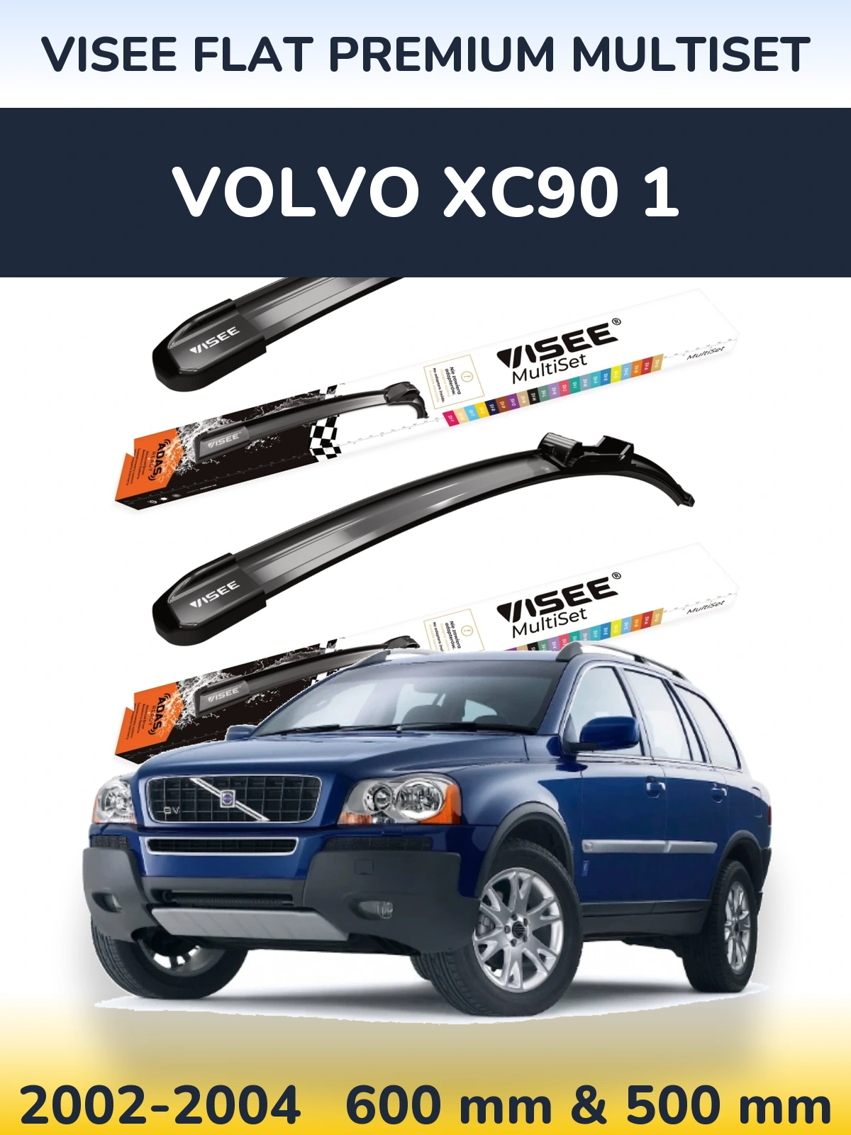 Sada předních stěračů VISEE FLAT PREMIUM MultiSet 600 a 500 mm pro Volvo XC90 1 2002-2004