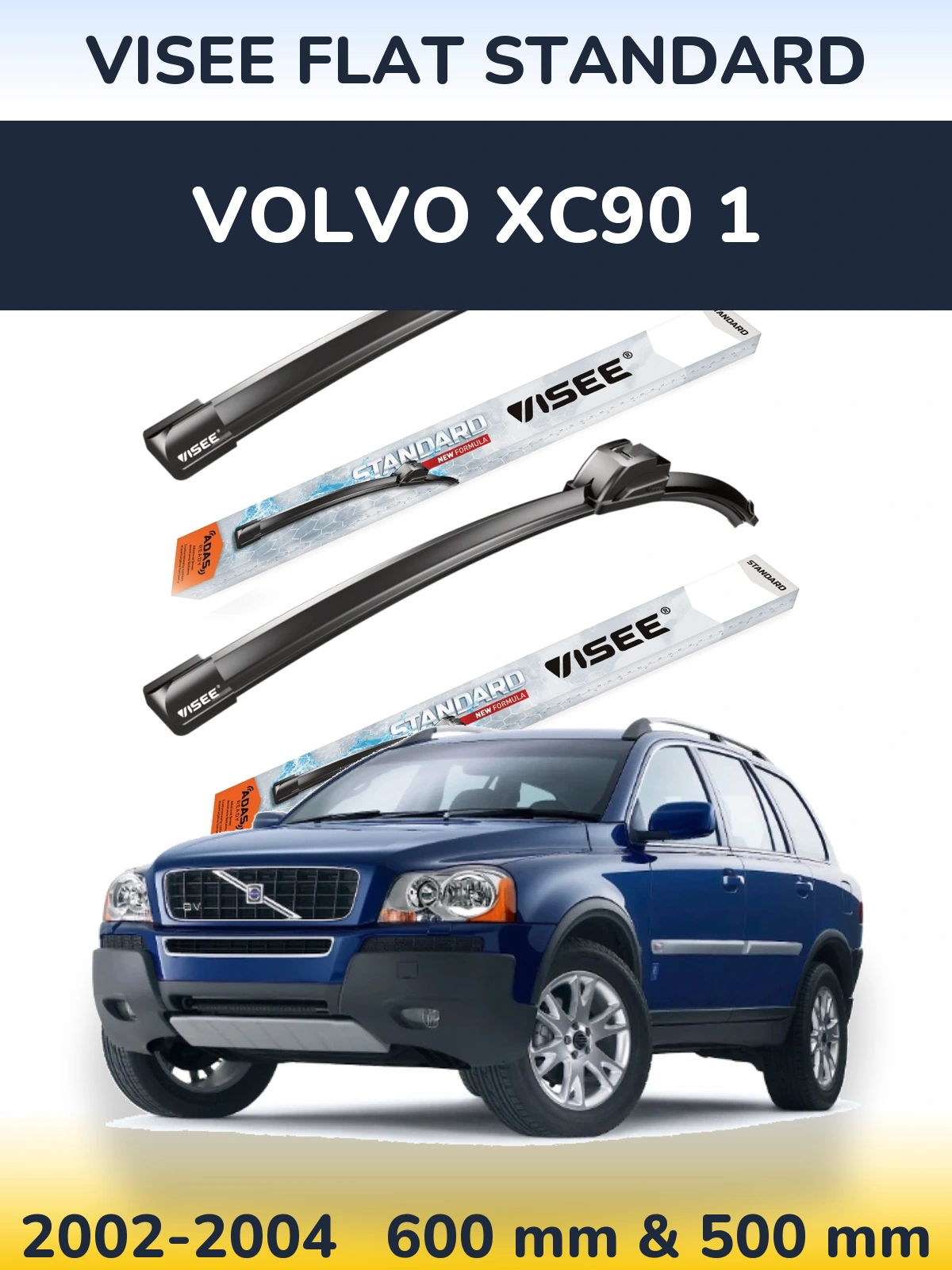 Sada předních stěračů VISEE FLAT STANDARD 600 a 500 mm pro Volvo XC90 1 2002-2004