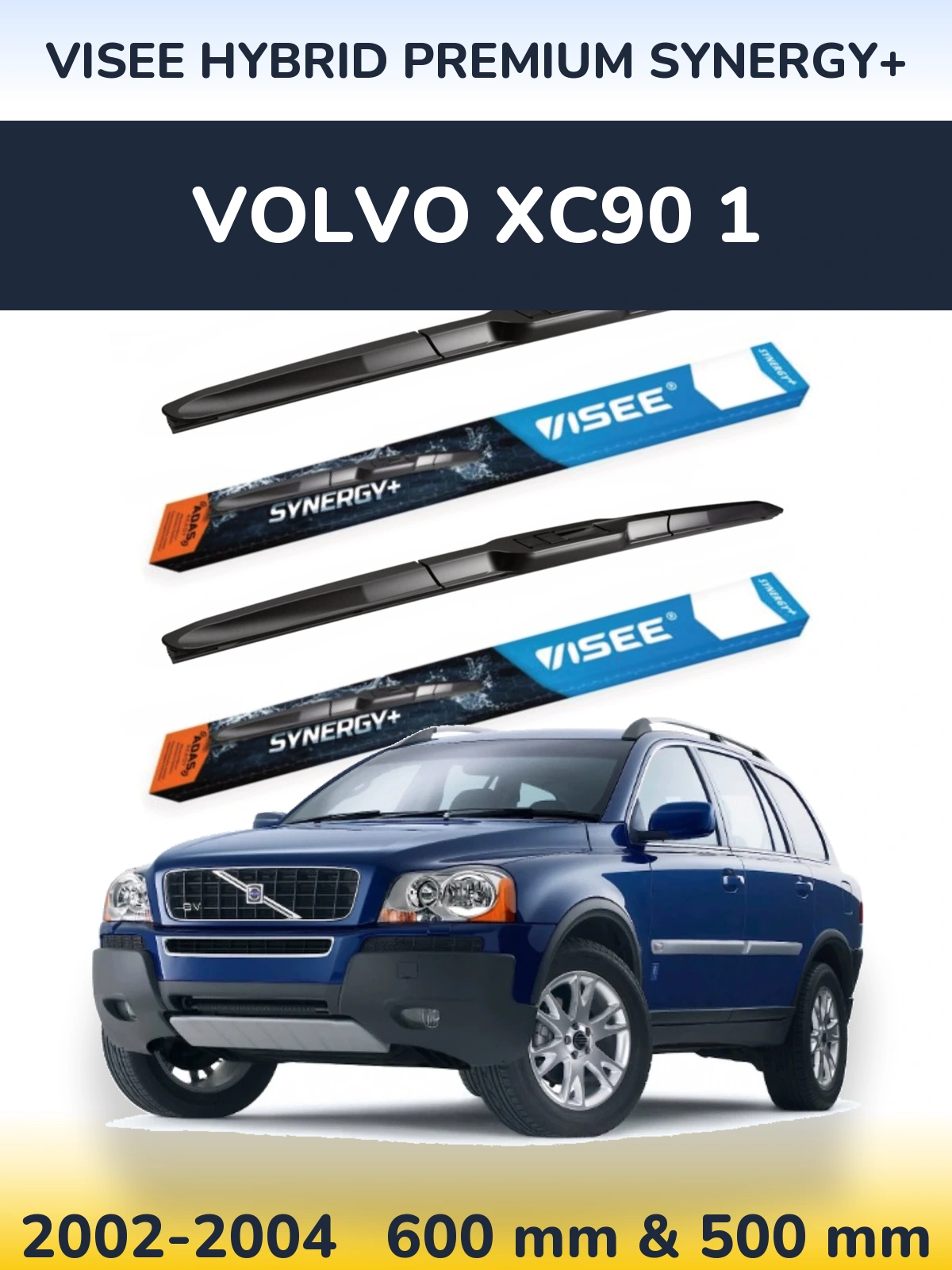 Sada předních stěračů VISEE HYBRID PREMIUM SYNERGY+ 600 a 500 mm pro Volvo XC90 1 2002-2004