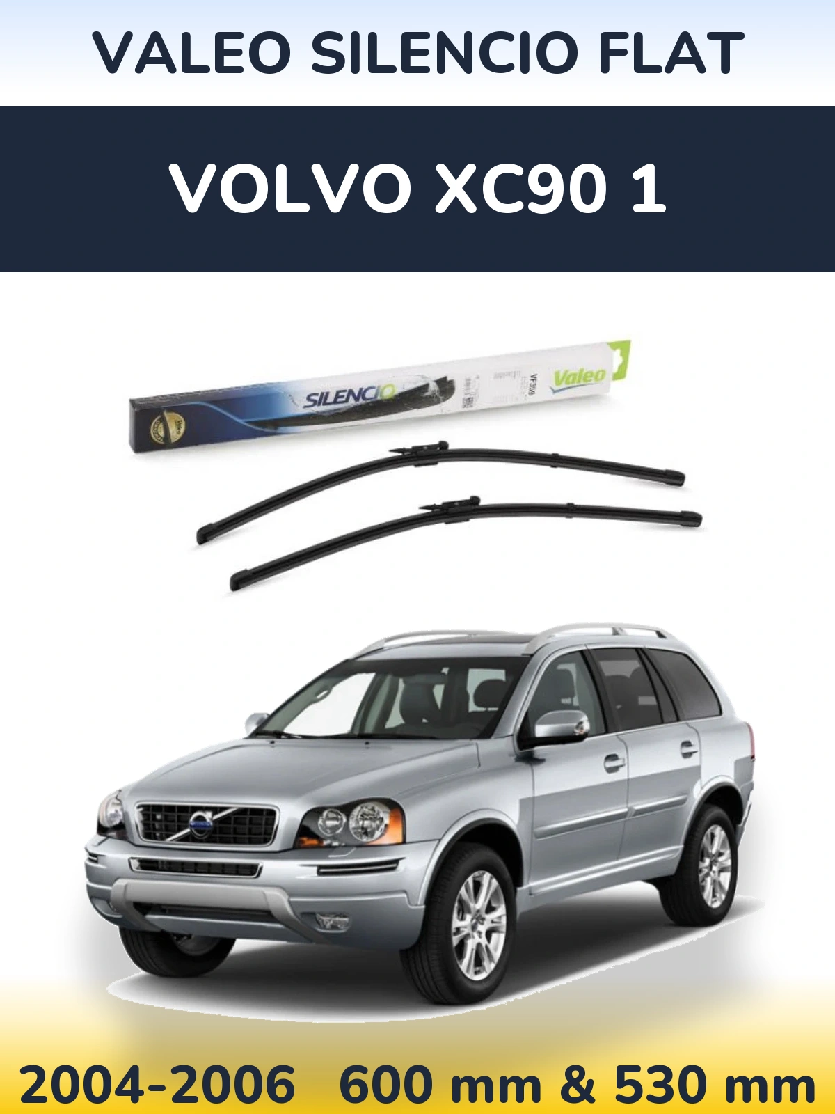 Sada předních stěračů Valeo Silencio Flat 600 a 550 mm pro Volvo XC90 1 2004-2006